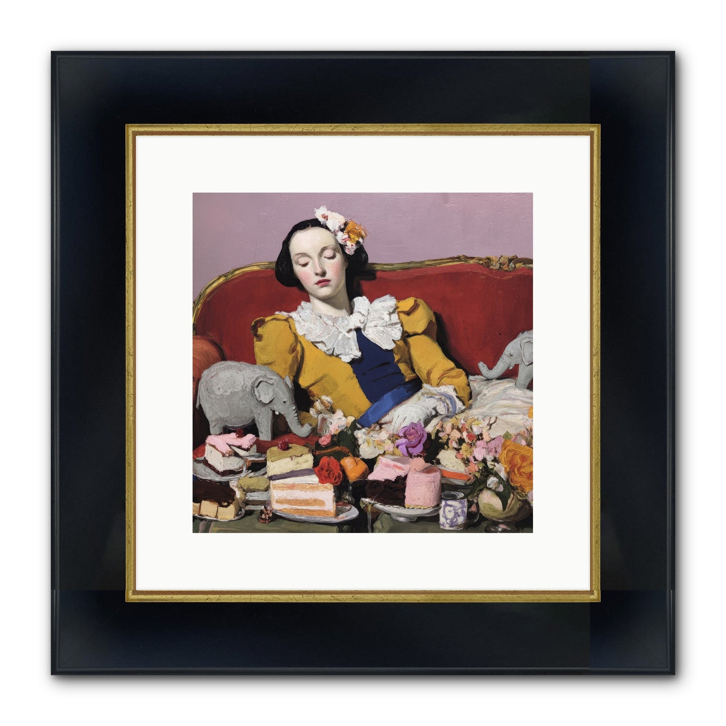 In Corners of Remembering Framed Print - Wide Black w/Gold 12x12