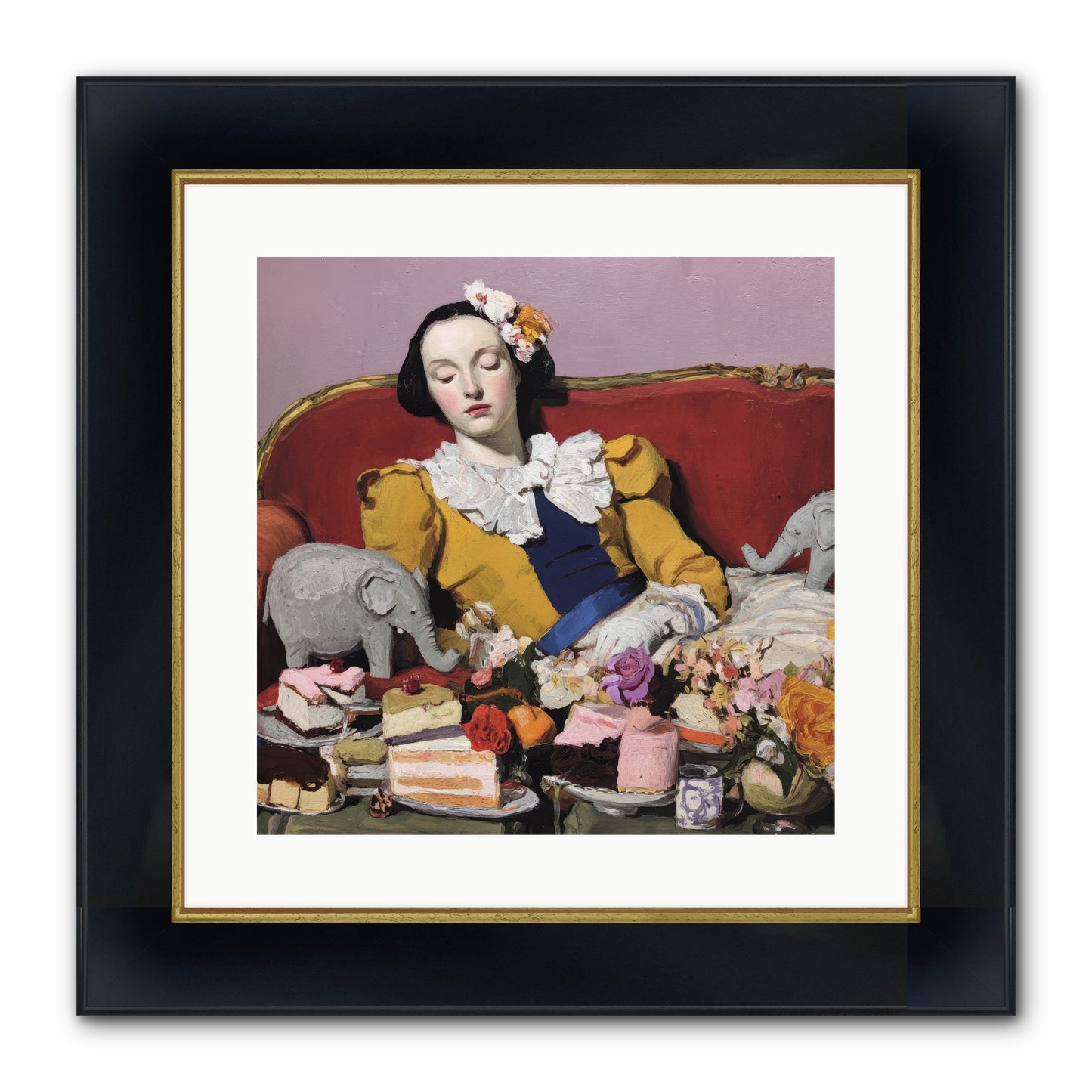 In Corners of Remembering Framed Print - Wide Black w/Gold 16x16