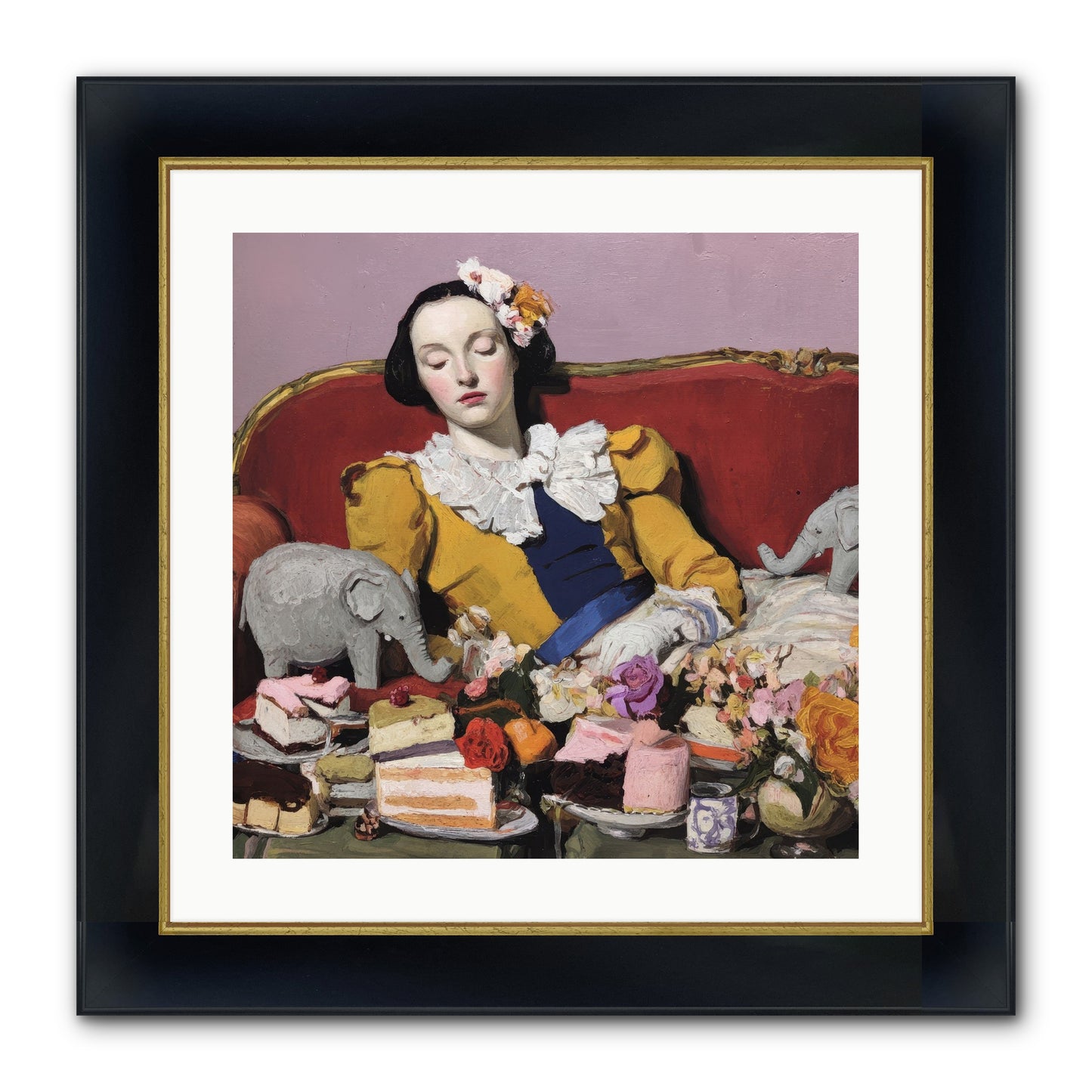 In Corners of Remembering Framed Print - Wide Black w/Gold 20x20