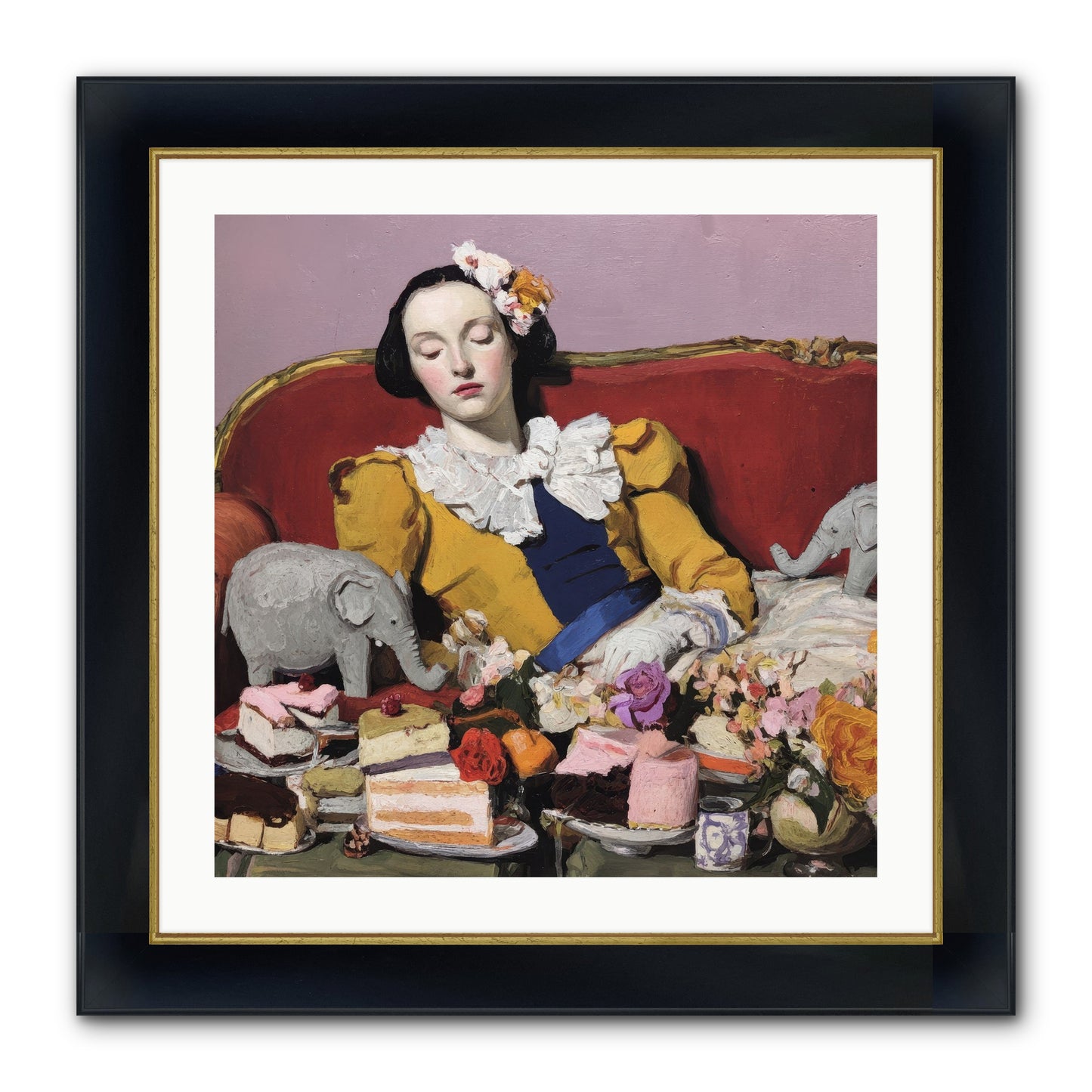 In Corners of Remembering Framed Print - Wide Black w/Gold 24x24