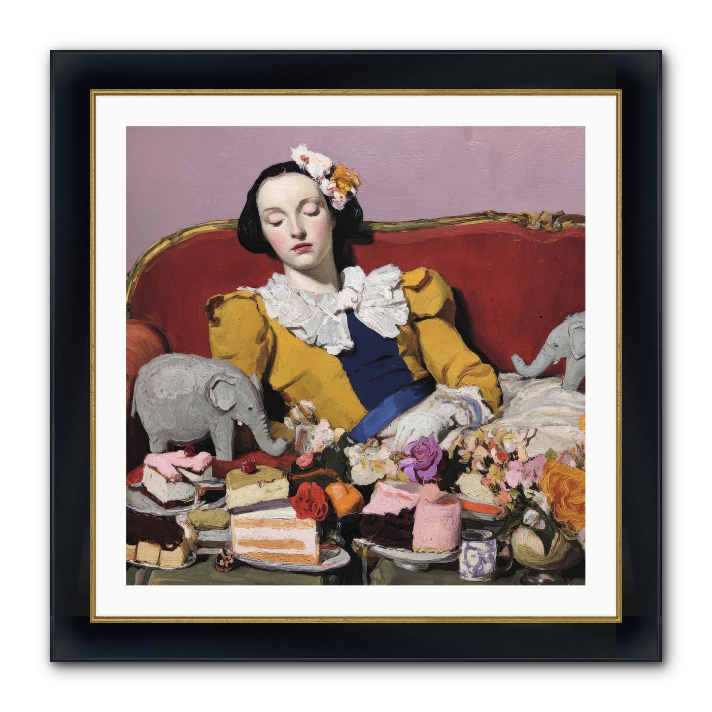 In Corners of Remembering Framed Print - Wide Black w/Gold 30x30
