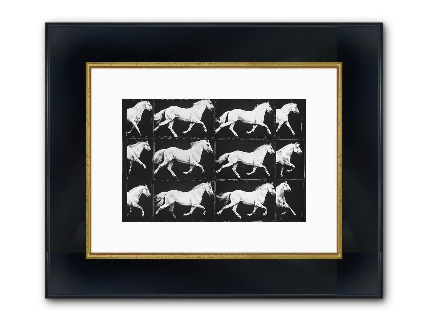 In Motion Framed Print - Wide Black w/Gold 12x8