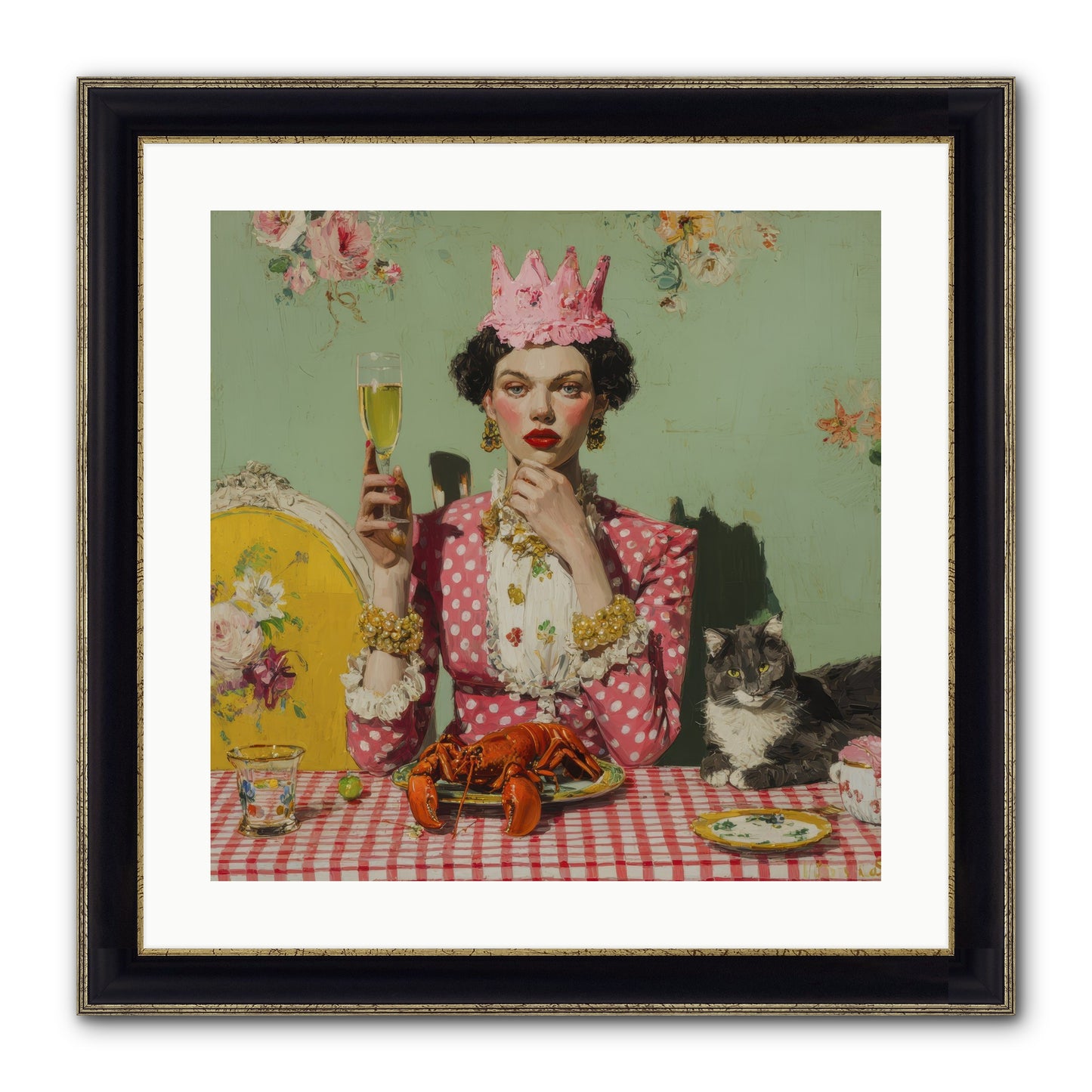 In Rooms of Gentle Rebellion Framed Print - Black & Gold 20x20
