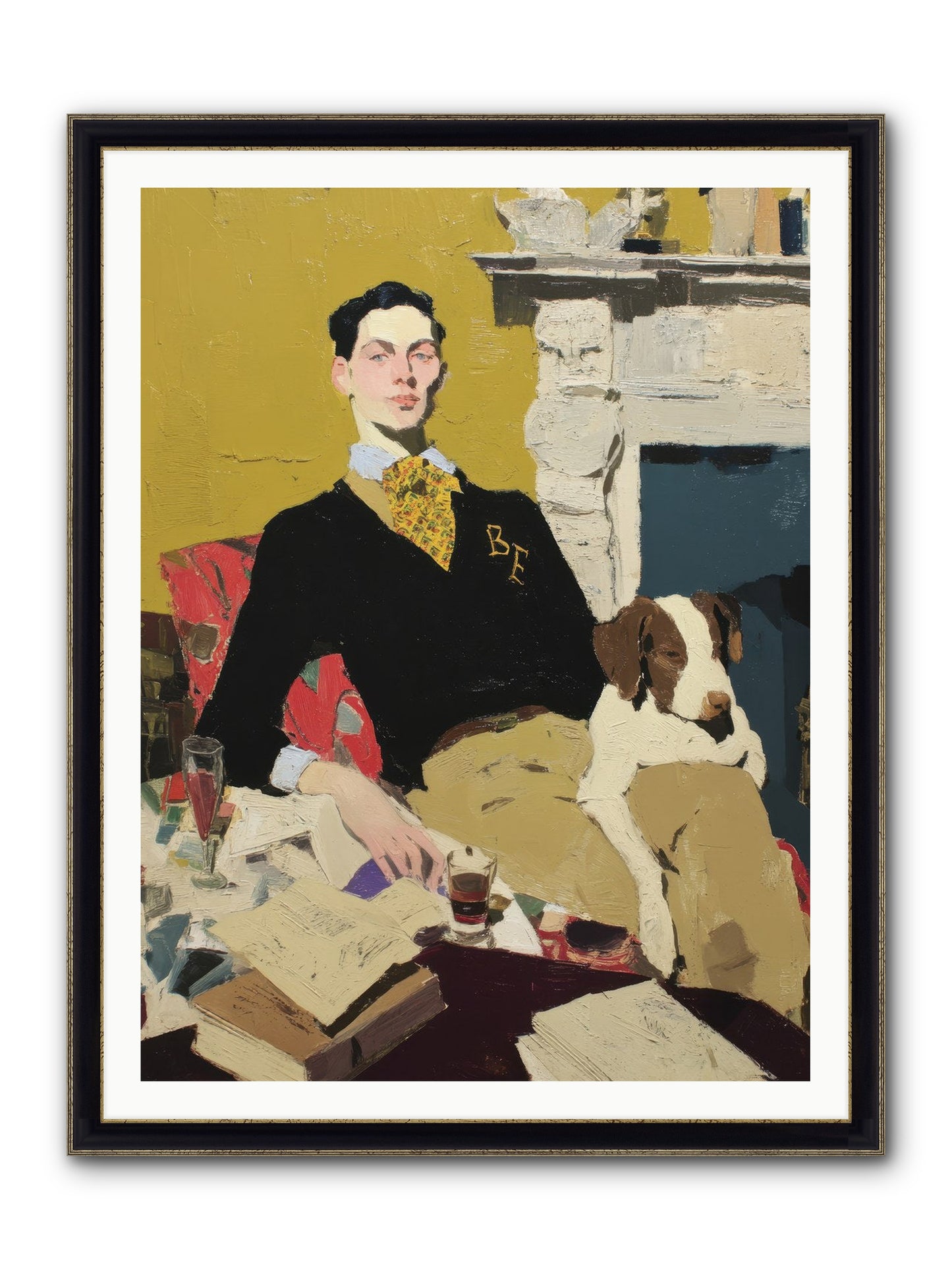 In Rooms of Quiet Waiting Framed Print - Black & Gold 36x48