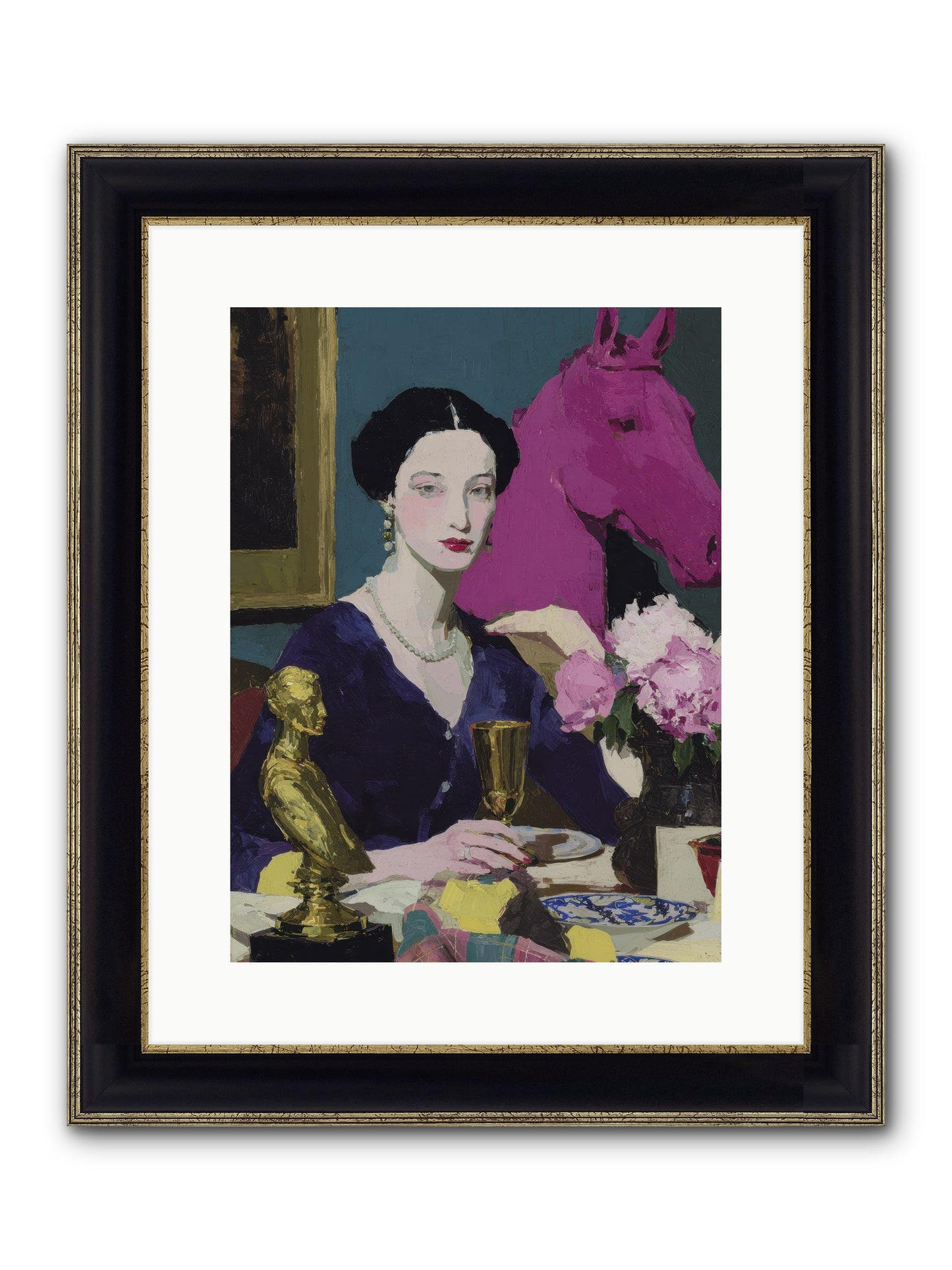 In Shadows of Silk Framed Print - Black & Gold 12x16