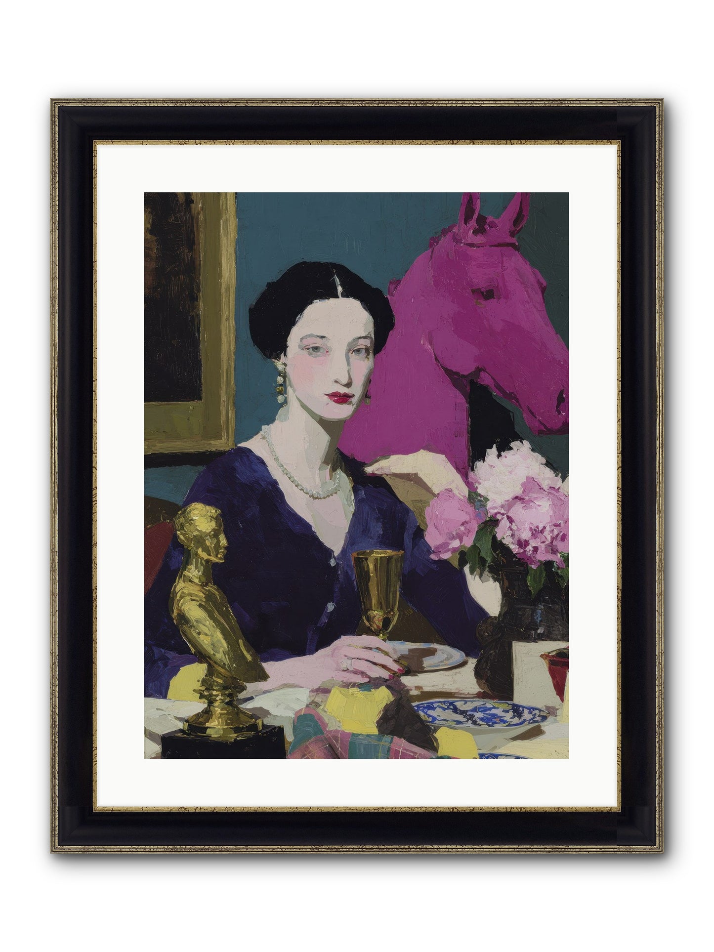 In Shadows of Silk Framed Print - Black & Gold 18x24