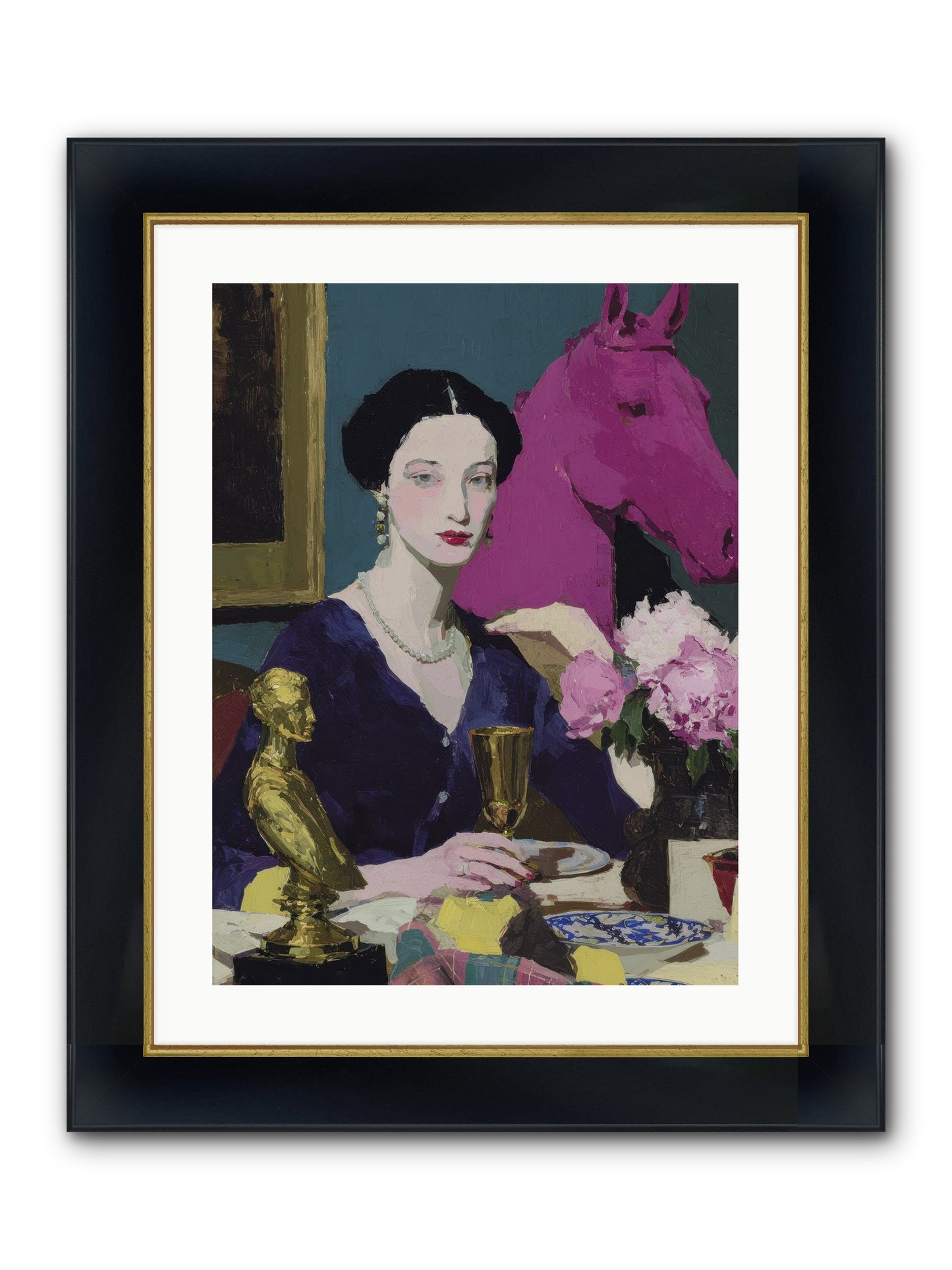 In Shadows of Silk Framed Print - Wide Black w/Gold 18x24