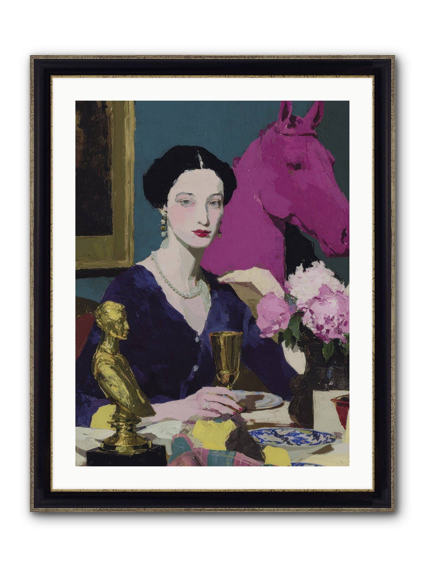 In Shadows of Silk Framed Print - Black & Gold 24x32