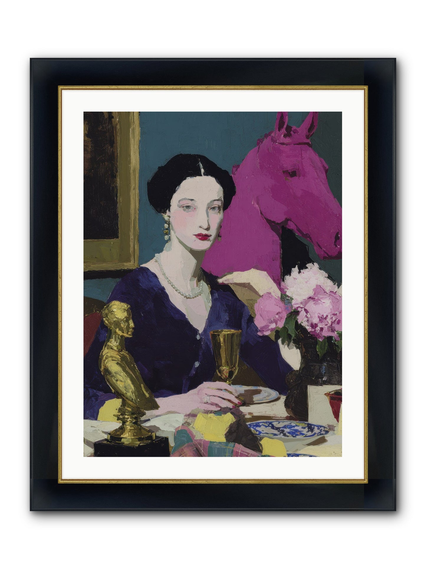 In Shadows of Silk Framed Print - Wide Black w/Gold 24x32