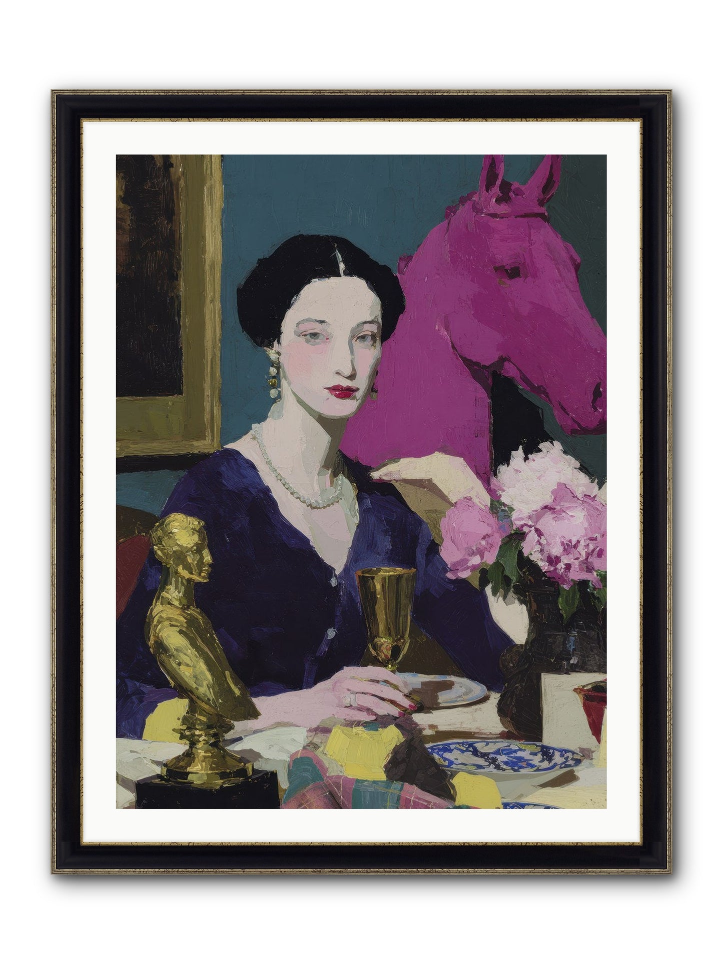 In Shadows of Silk Framed Print - Black & Gold 30x40