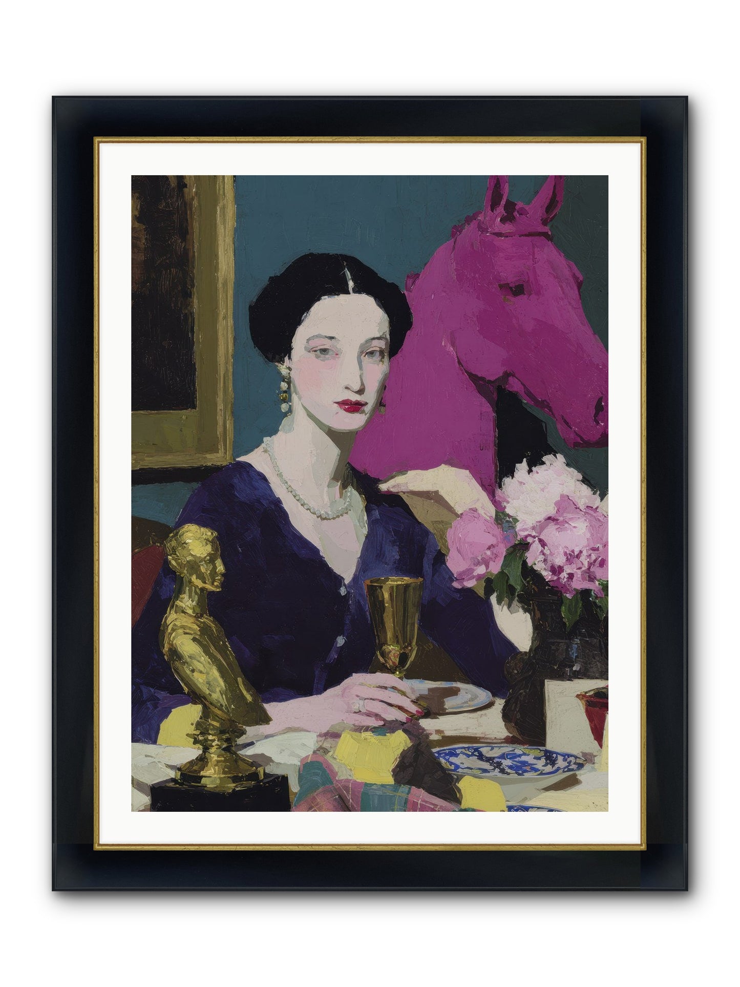 In Shadows of Silk Framed Print - Wide Black w/Gold 30x40