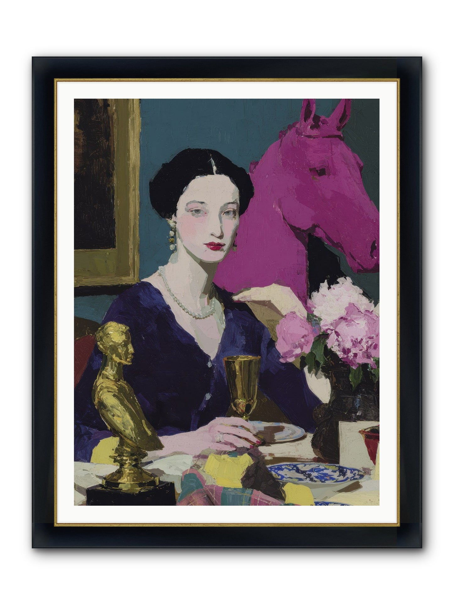 In Shadows of Silk Framed Print - Wide Black w/Gold 36x48