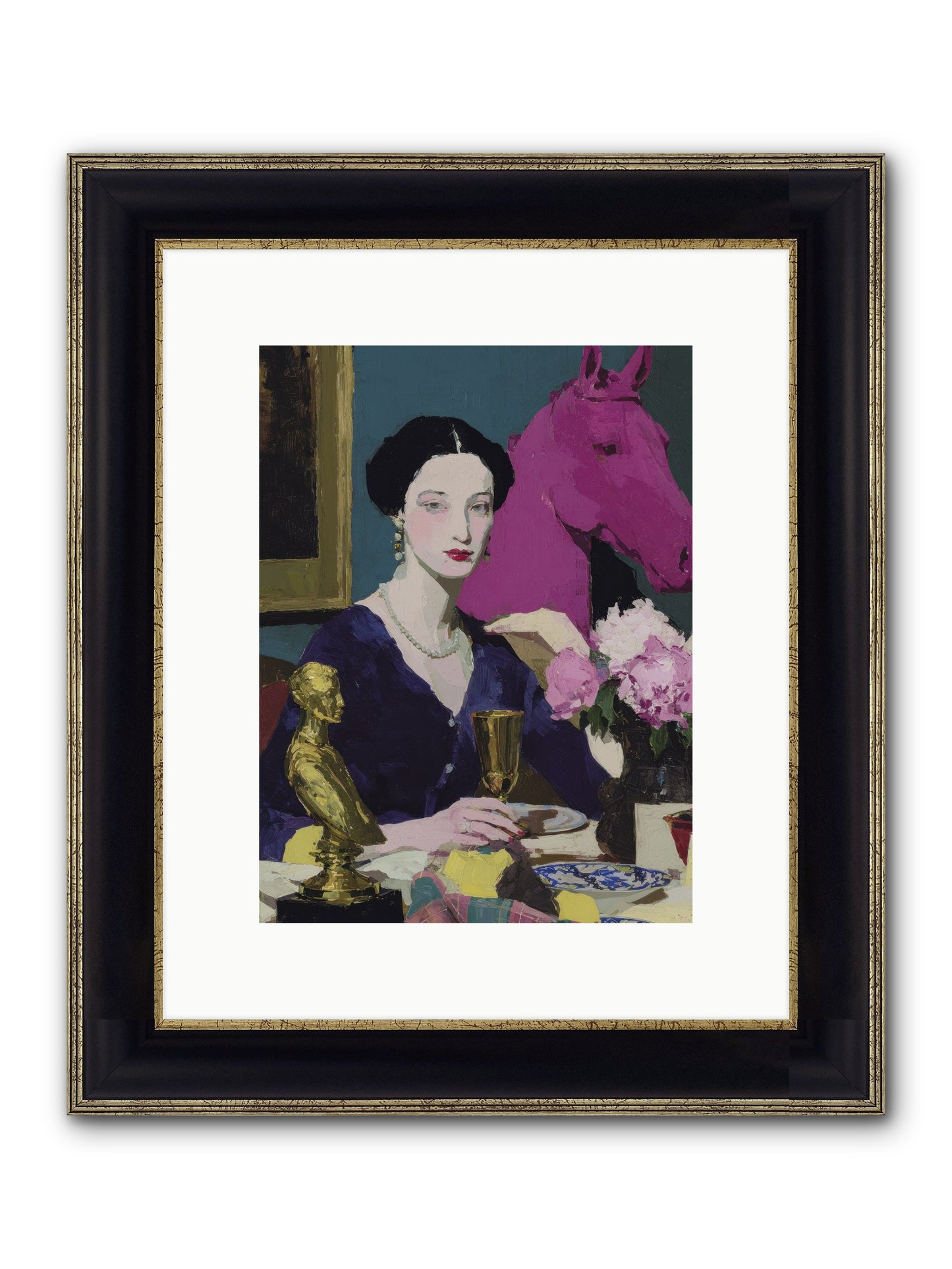In Shadows of Silk Framed Print - Black & Gold 9x12