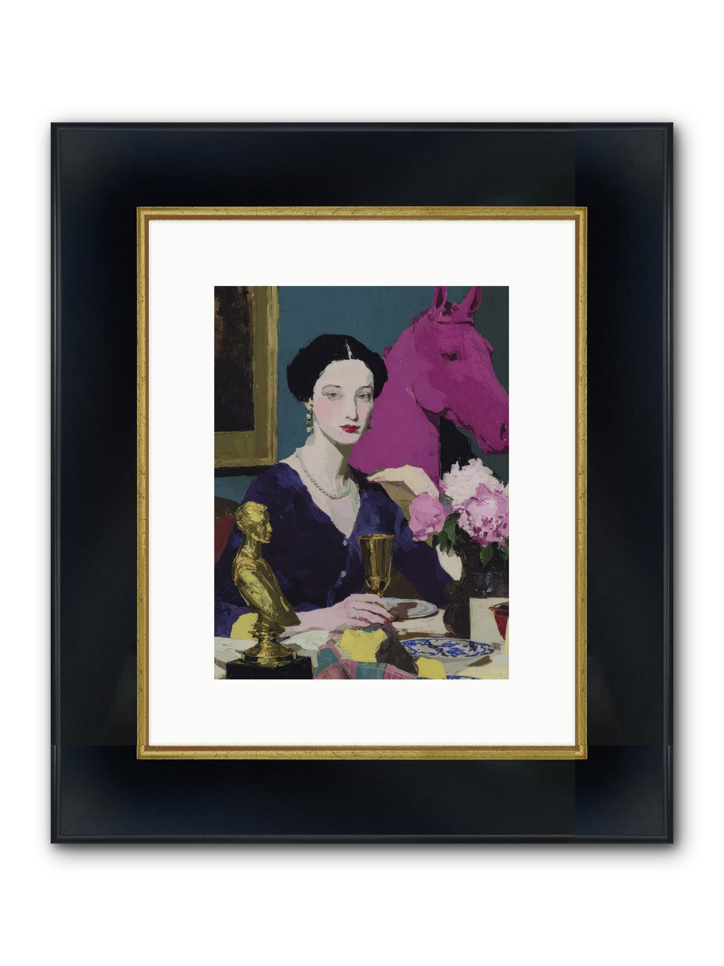 In Shadows of Silk Framed Print - Wide Black w/Gold 9x12