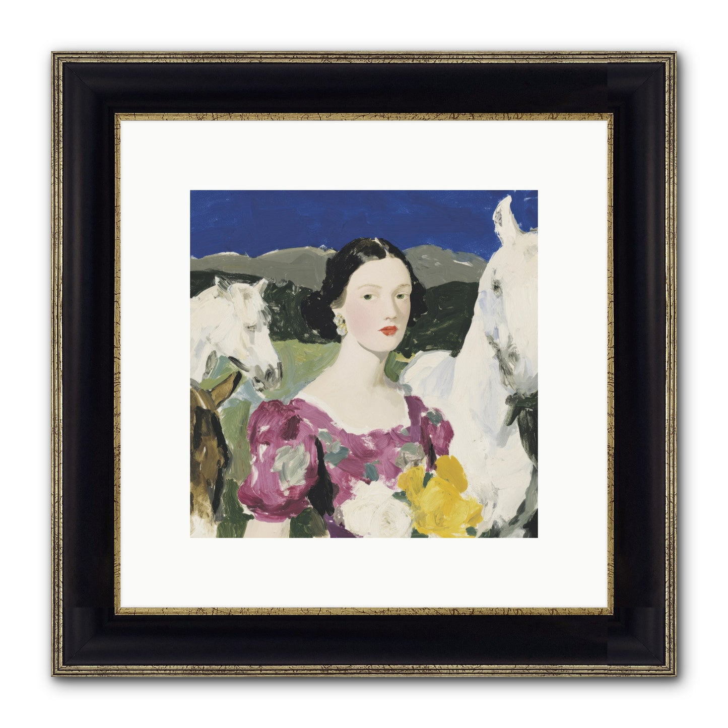 In The Dream Landscape Framed Print - Black & Gold 10x10
