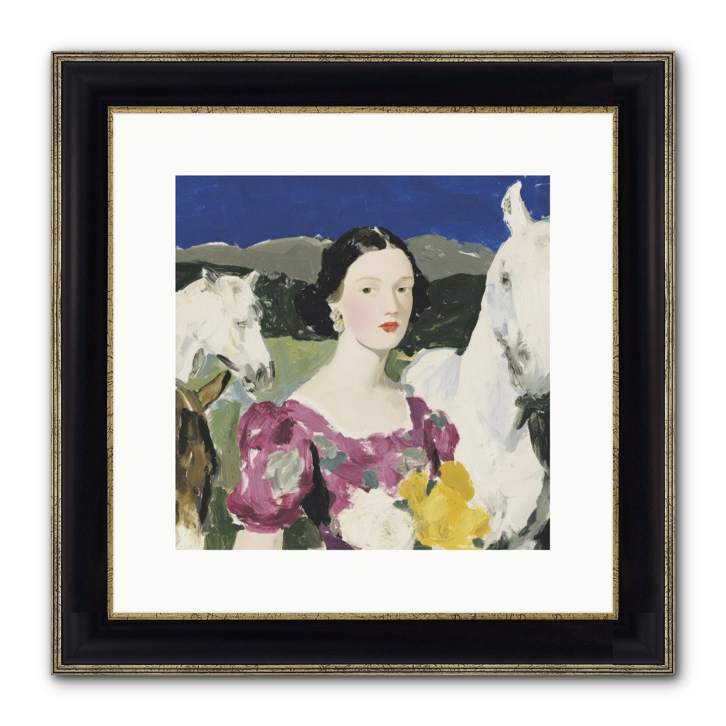 In The Dream Landscape Framed Print - Black & Gold 12x12