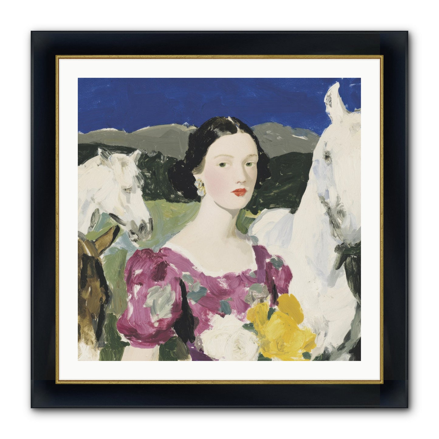 In The Dream Landscape Framed Print - Wide Black w/Gold 30x30