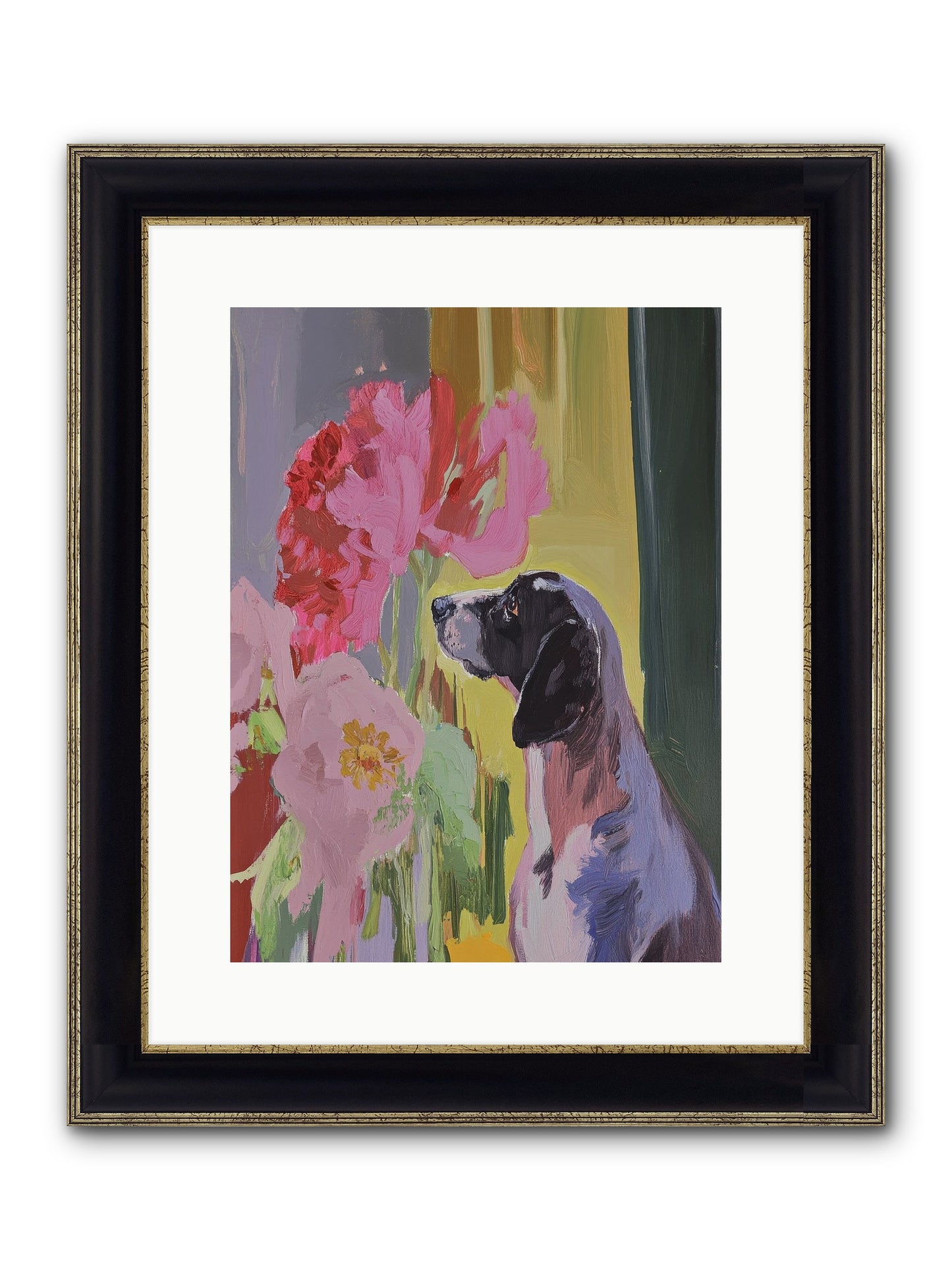 In The Moonflower Garden Framed Print - Black & Gold 12x16