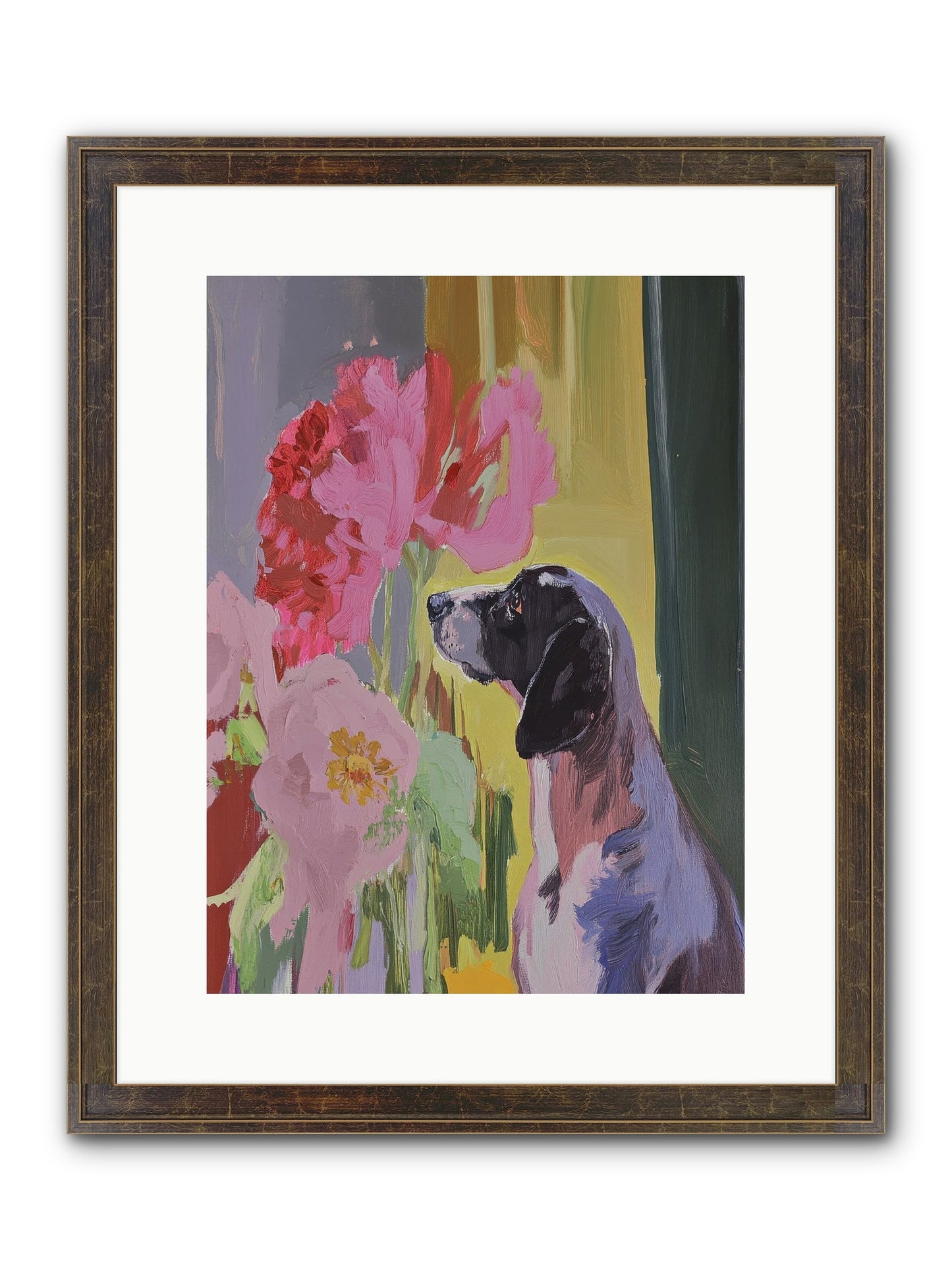 In The Moonflower Garden Framed Print - Slimwoods Black/Gold 12x16