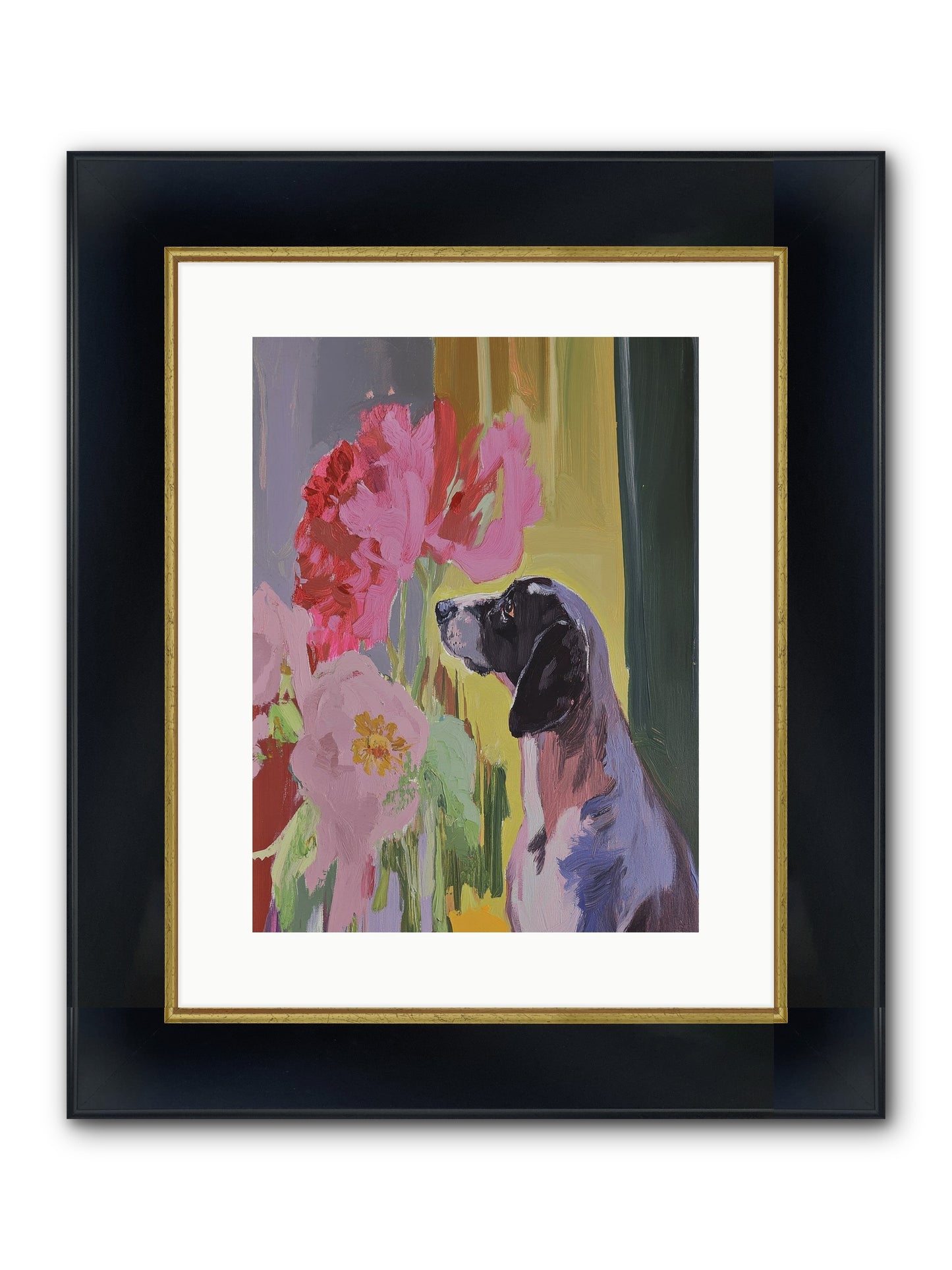 In The Moonflower Garden Framed Print - Wide Black w/Gold 12x16