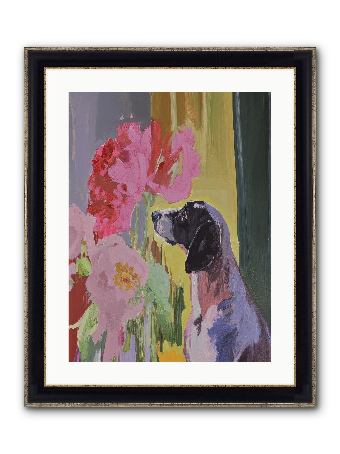 In The Moonflower Garden Framed Print - Black & Gold 18x24