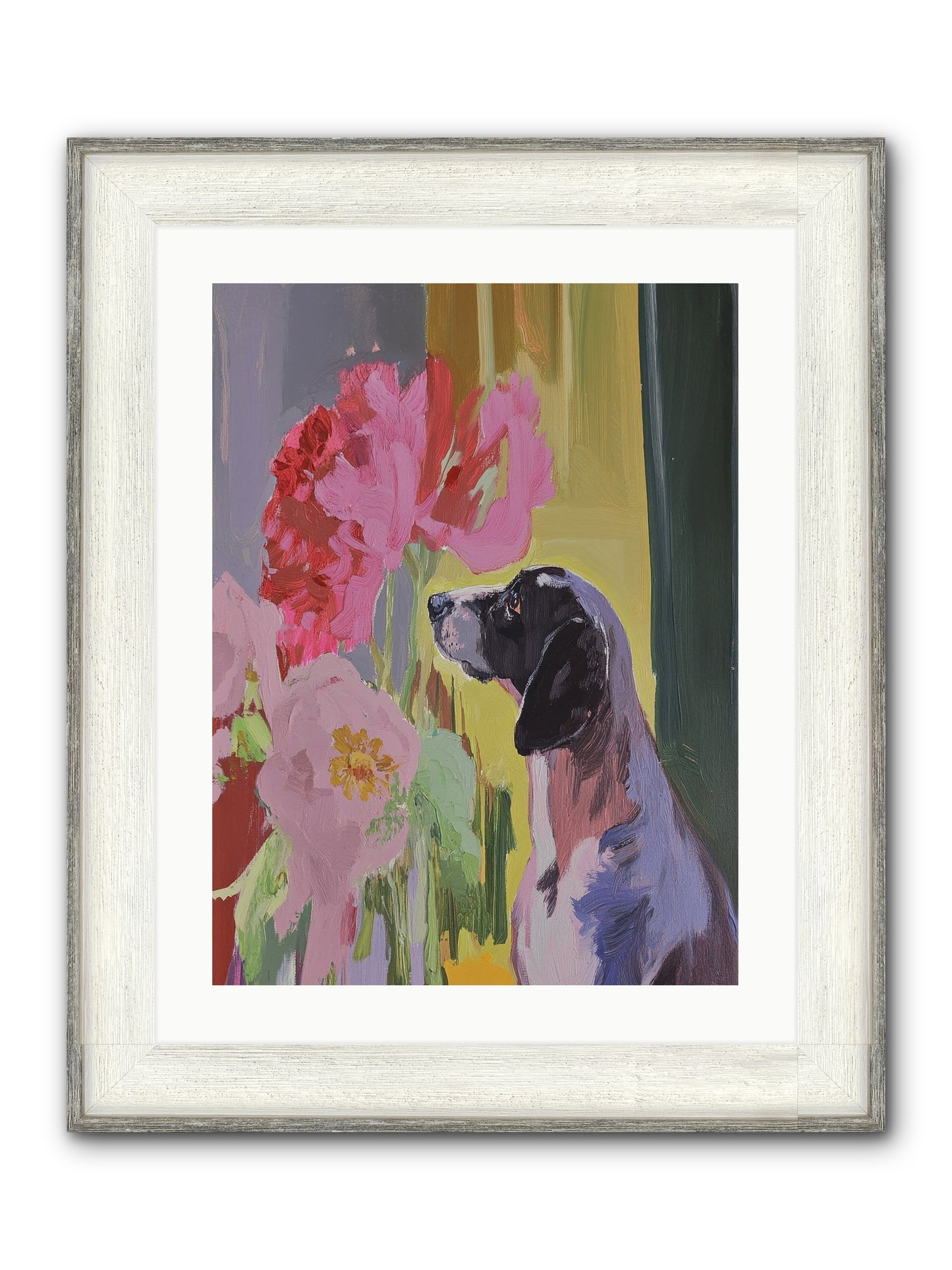 In The Moonflower Garden Framed Print - Driftwood White 18x24