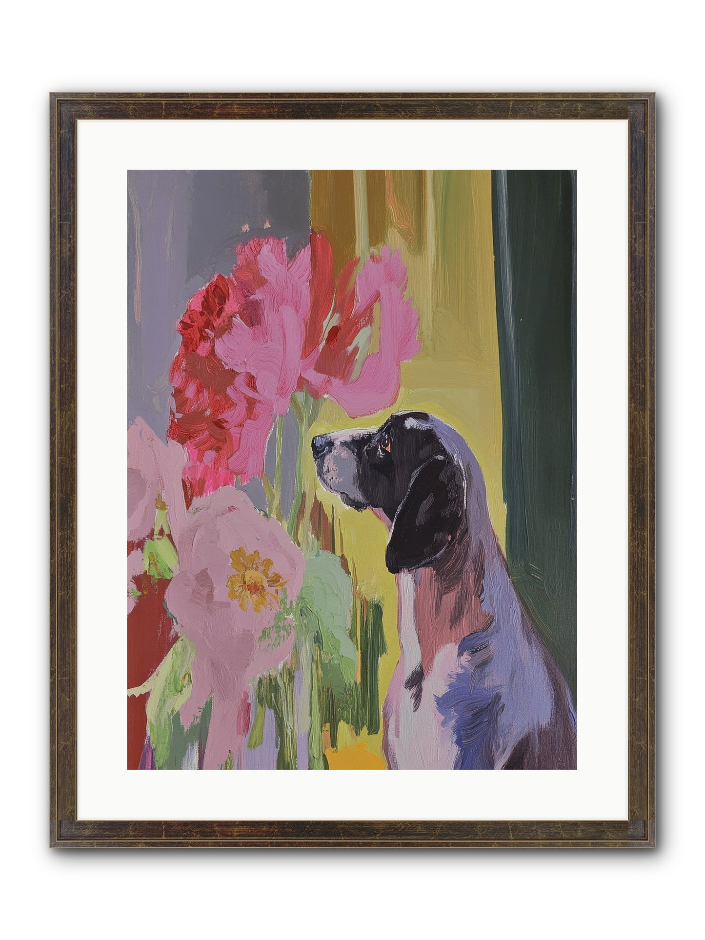 In The Moonflower Garden Framed Print - Slimwoods Black/Gold 18x24