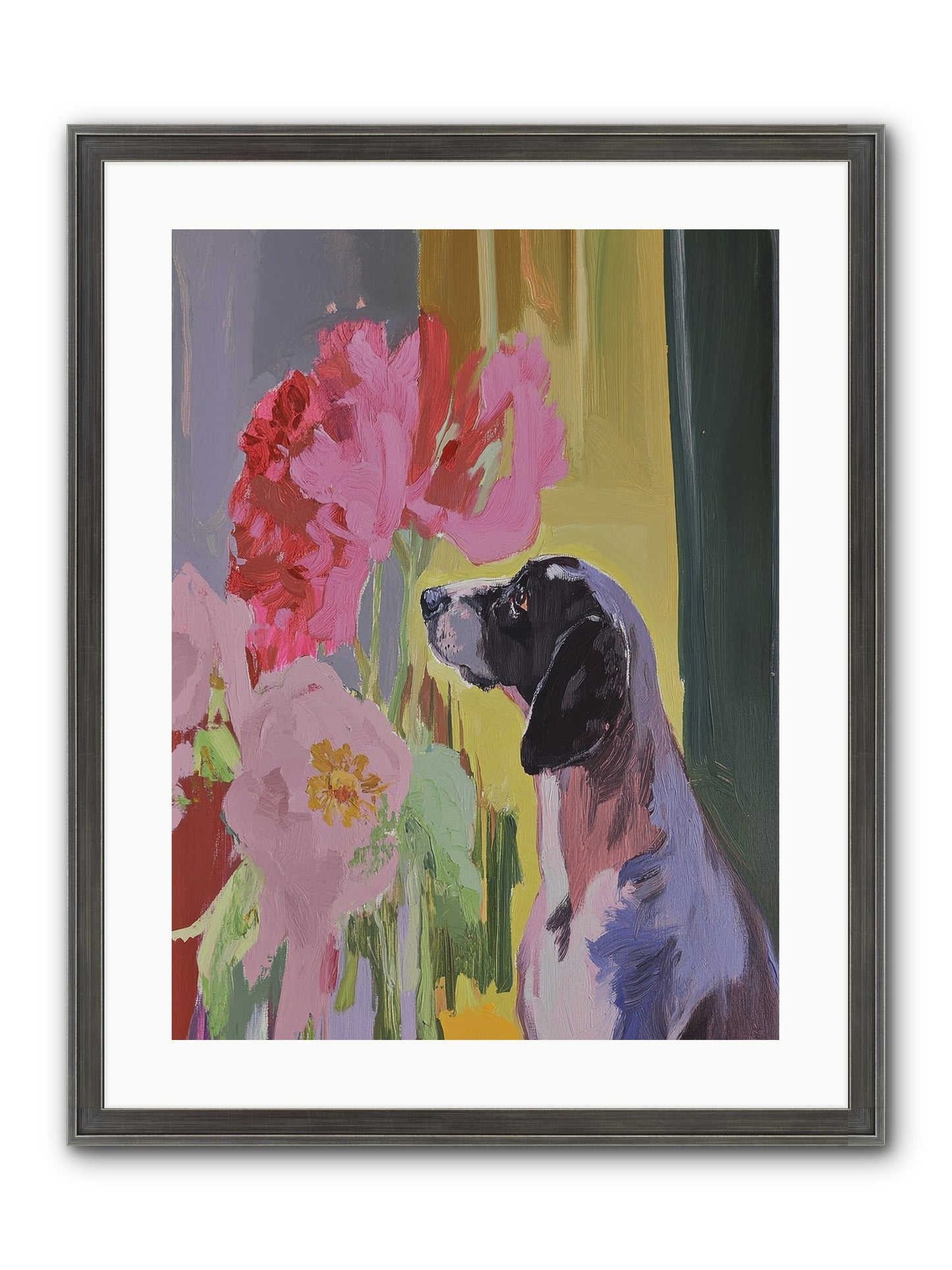 In The Moonflower Garden Framed Print - Slimwoods Black/Silver 18x24