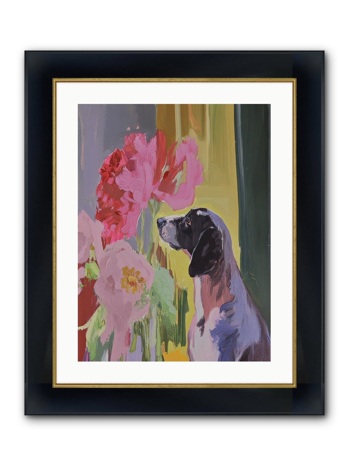 In The Moonflower Garden Framed Print - Wide Black w/Gold 18x24