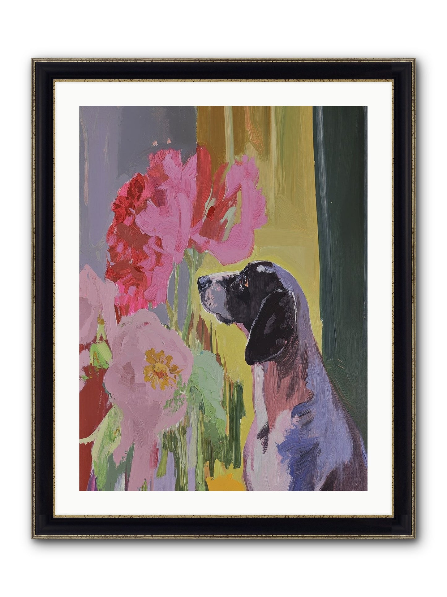 In The Moonflower Garden Framed Print - Black & Gold 24x32