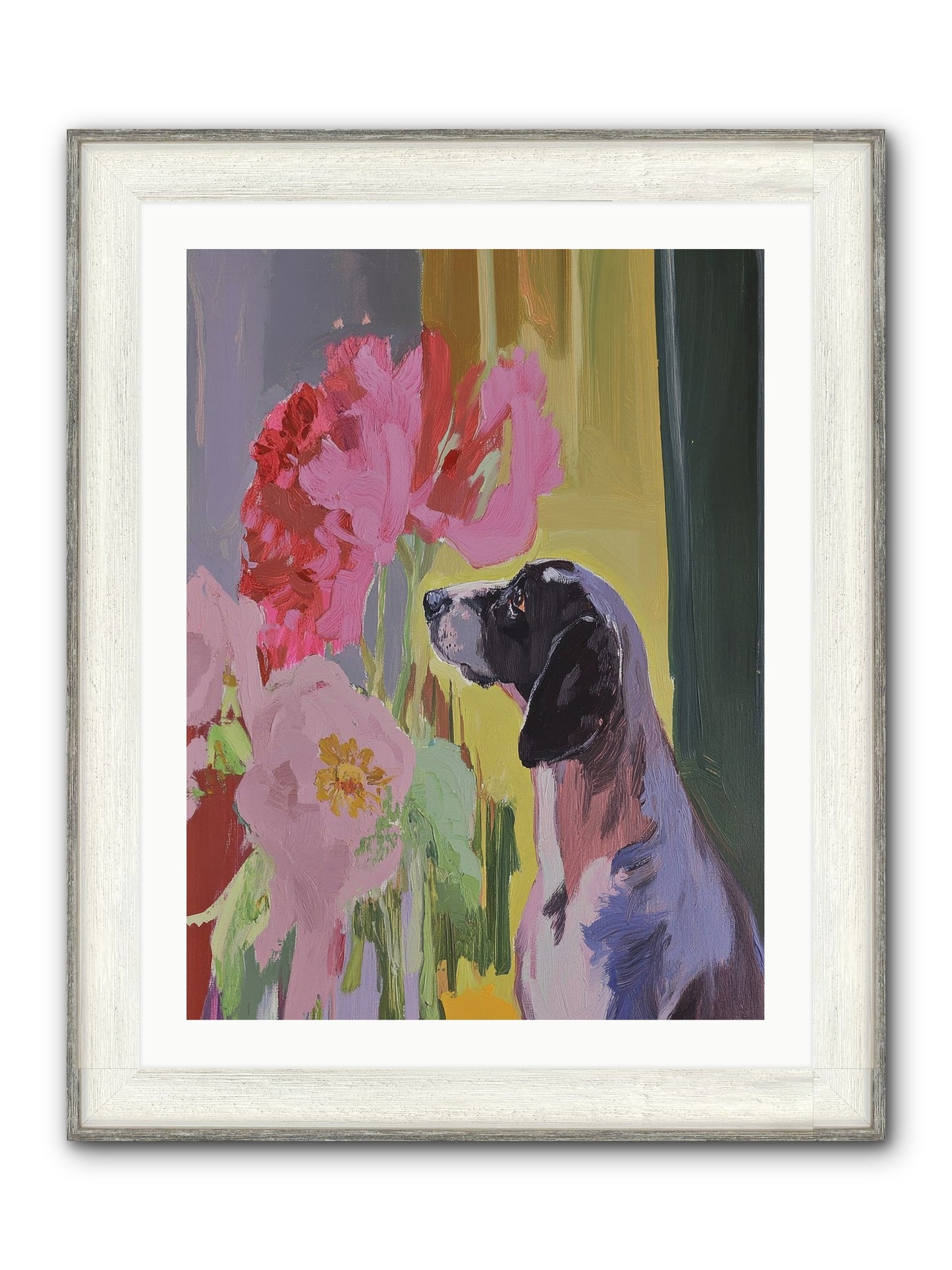 In The Moonflower Garden Framed Print - Driftwood White 24x32
