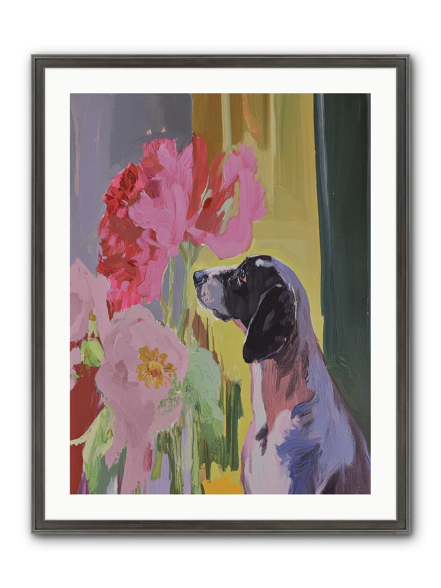 In The Moonflower Garden Framed Print - Slimwoods Black/Silver 24x32