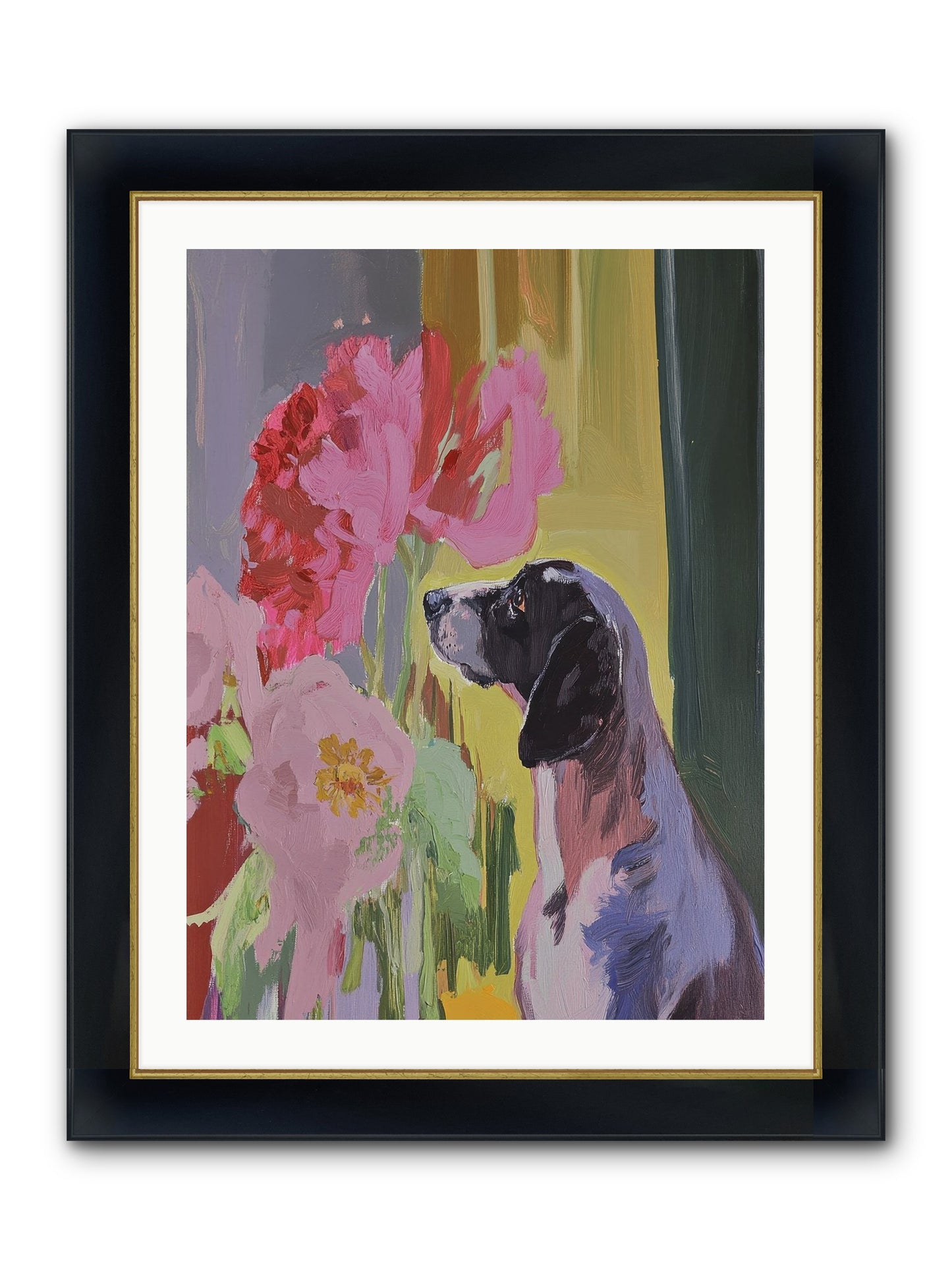 In The Moonflower Garden Framed Print - Wide Black w/Gold 24x32