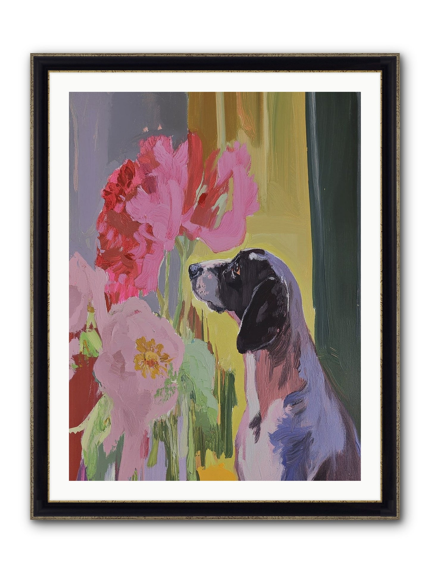 In The Moonflower Garden Framed Print - Black & Gold 30x40