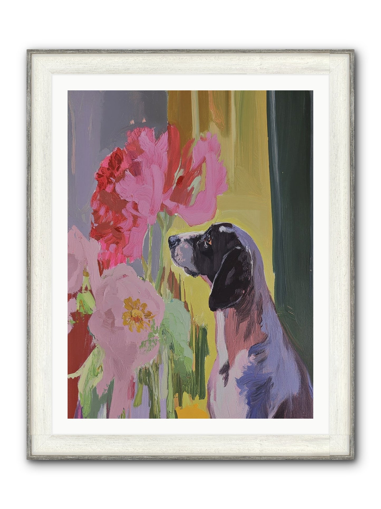 In The Moonflower Garden Framed Print - Driftwood White 30x40