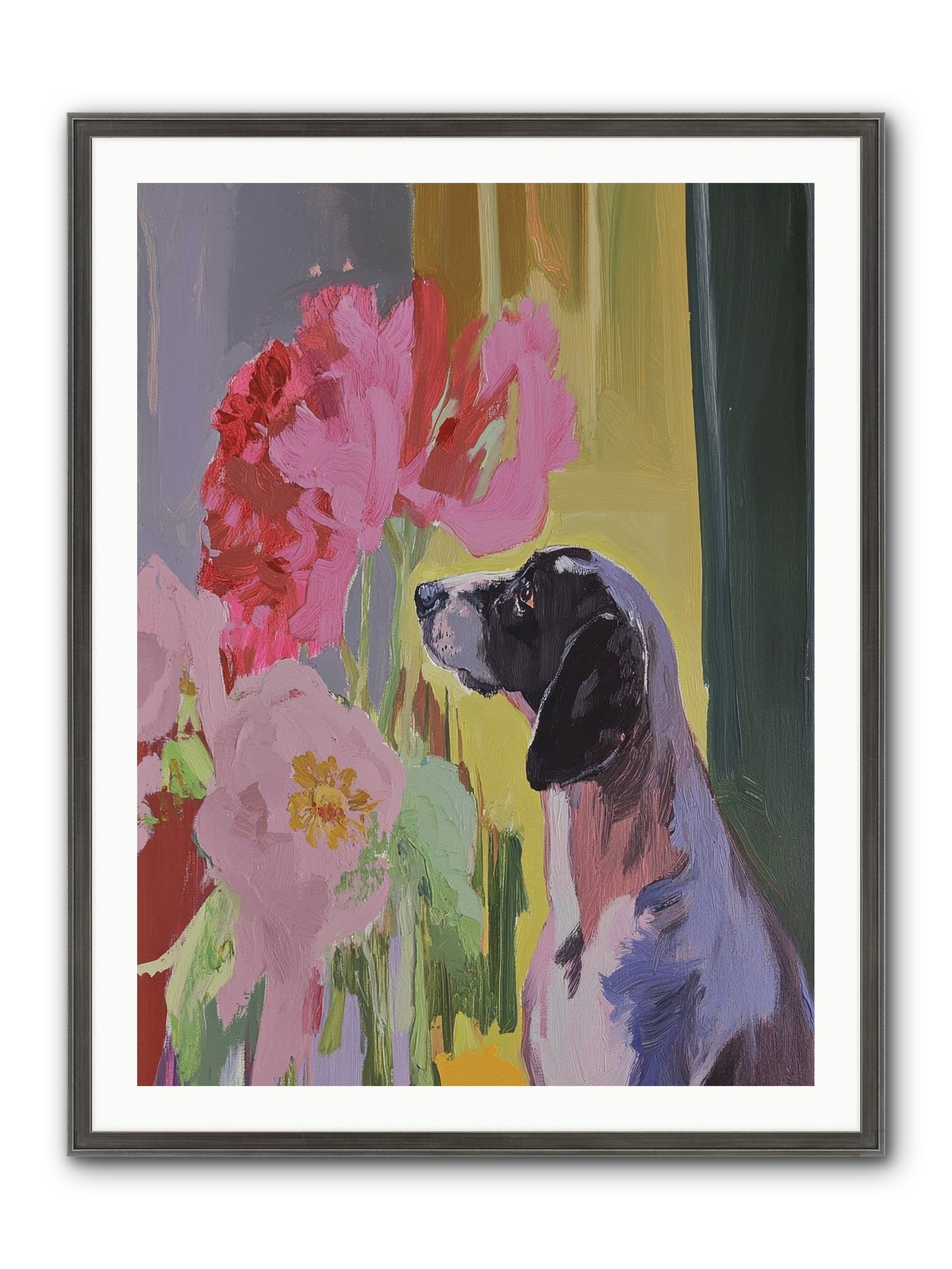 In The Moonflower Garden Framed Print - Slimwoods Black/Silver 30x40