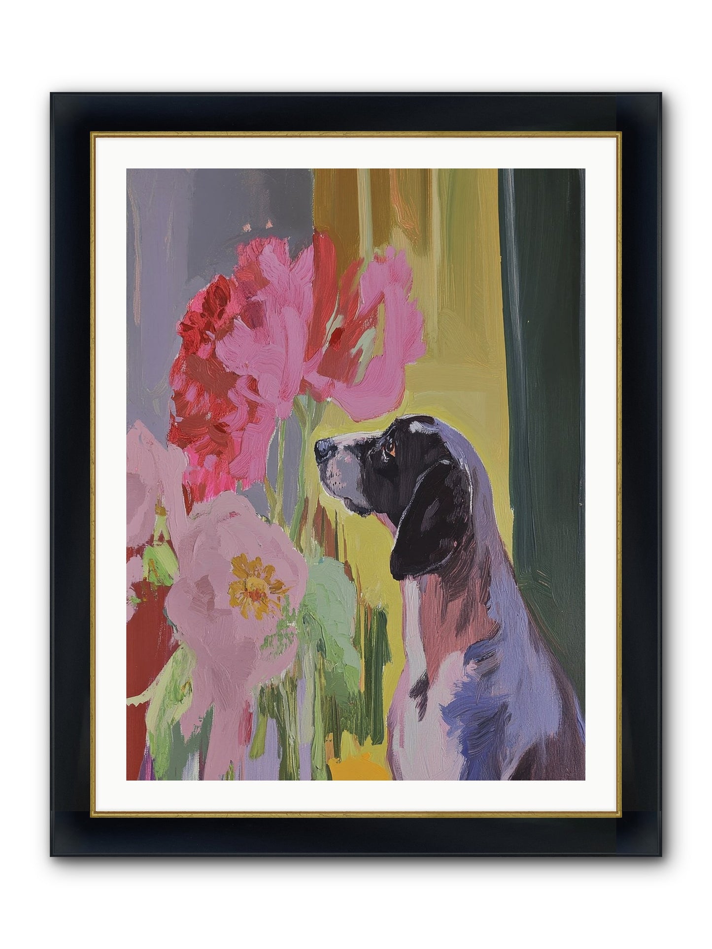In The Moonflower Garden Framed Print - Wide Black w/Gold 30x40