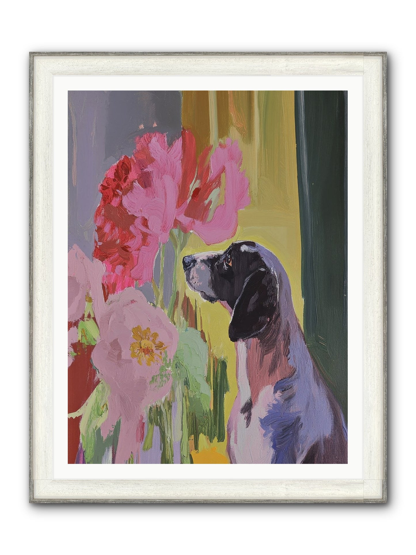 In The Moonflower Garden Framed Print - Driftwood White 36x48