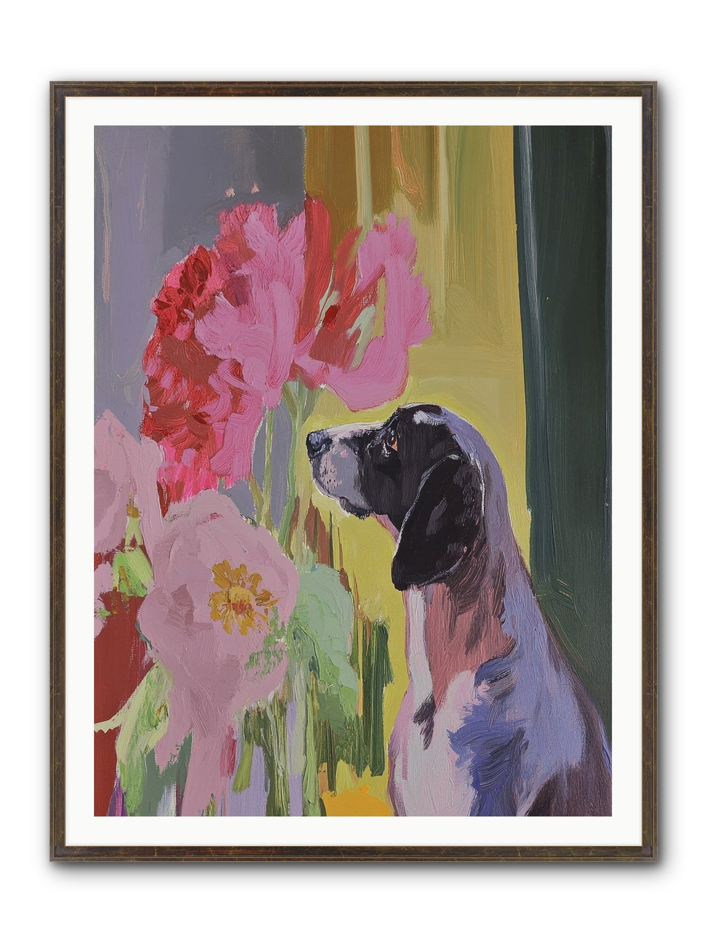 In The Moonflower Garden Framed Print - Slimwoods Black/Gold 36x48
