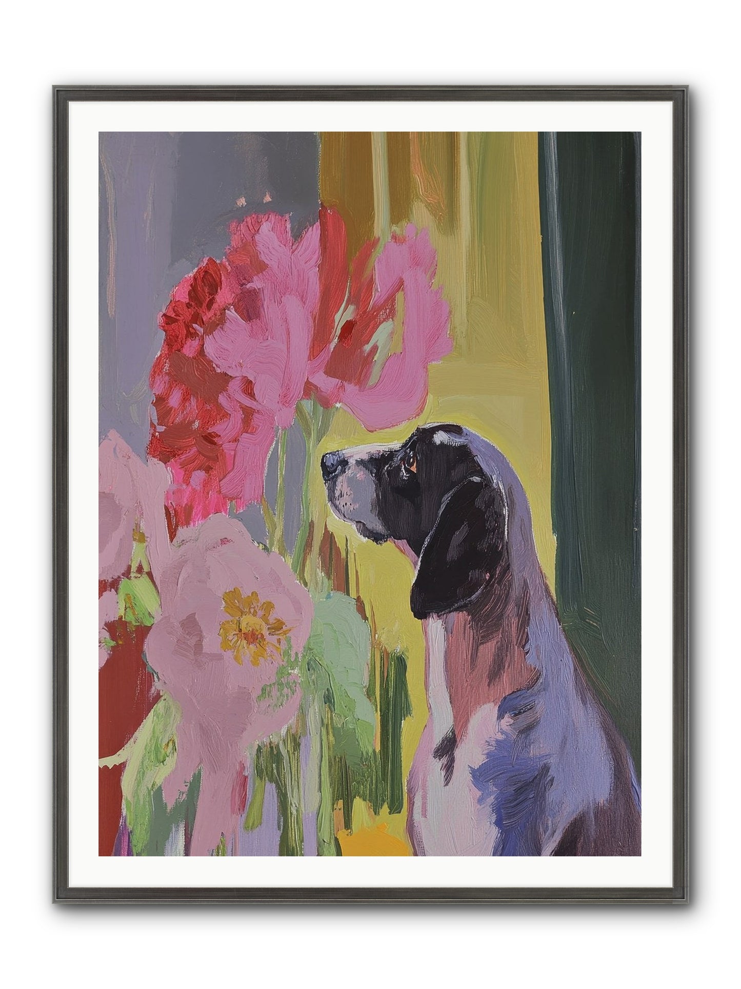 In The Moonflower Garden Framed Print - Slimwoods Black/Silver 36x48