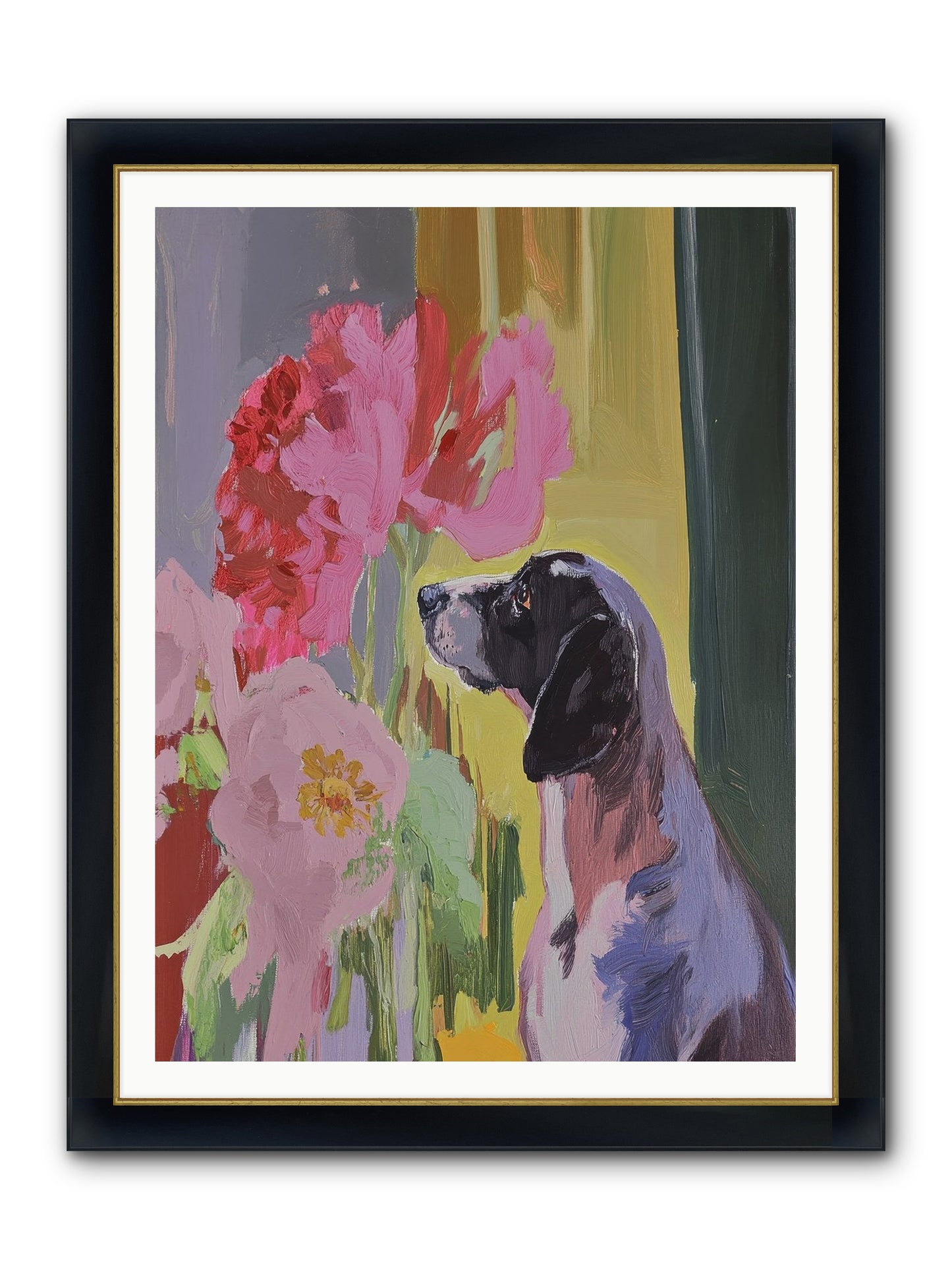 In The Moonflower Garden Framed Print - Wide Black w/Gold 36x48