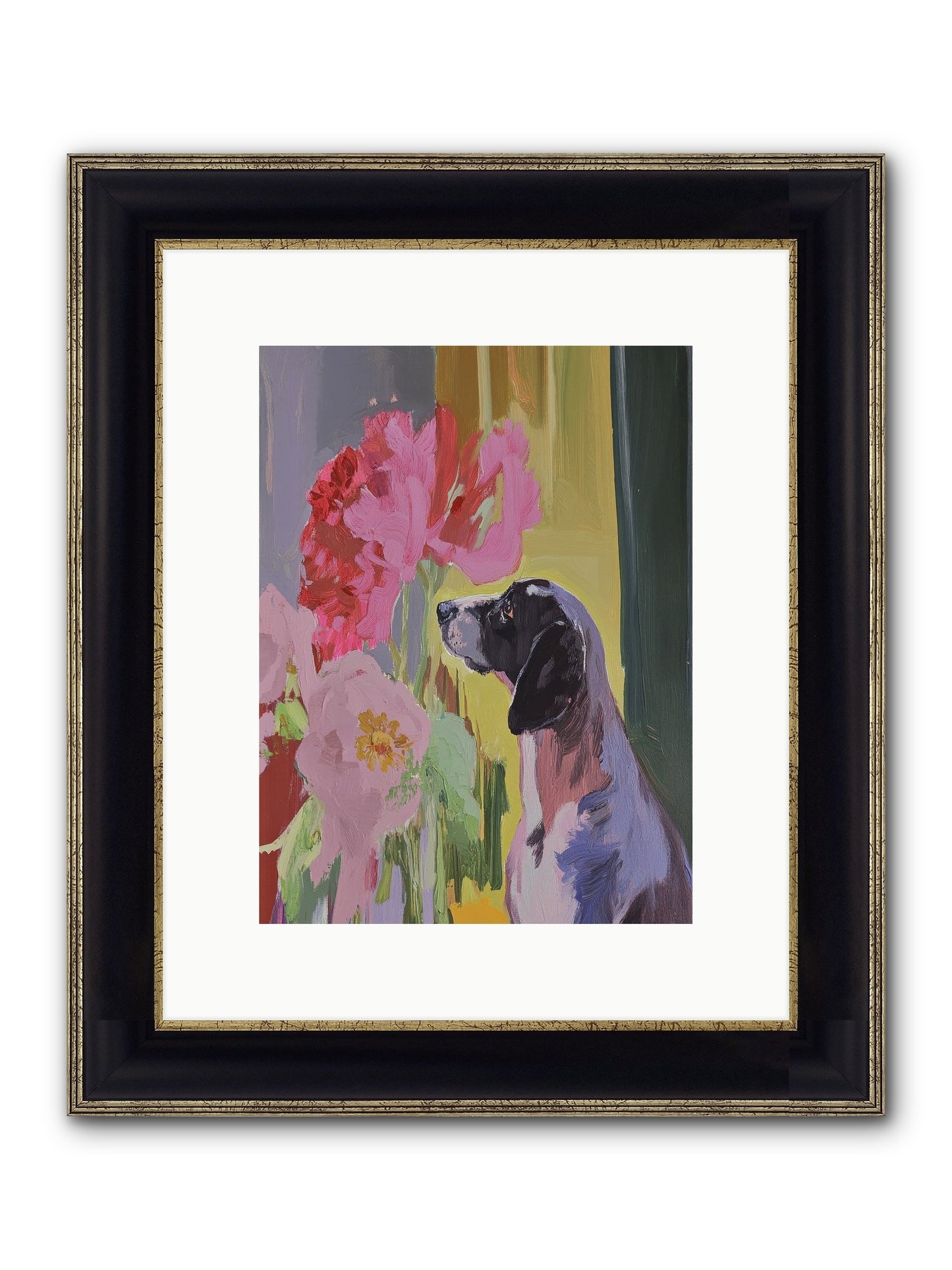 In The Moonflower Garden Framed Print - Black & Gold 9x12