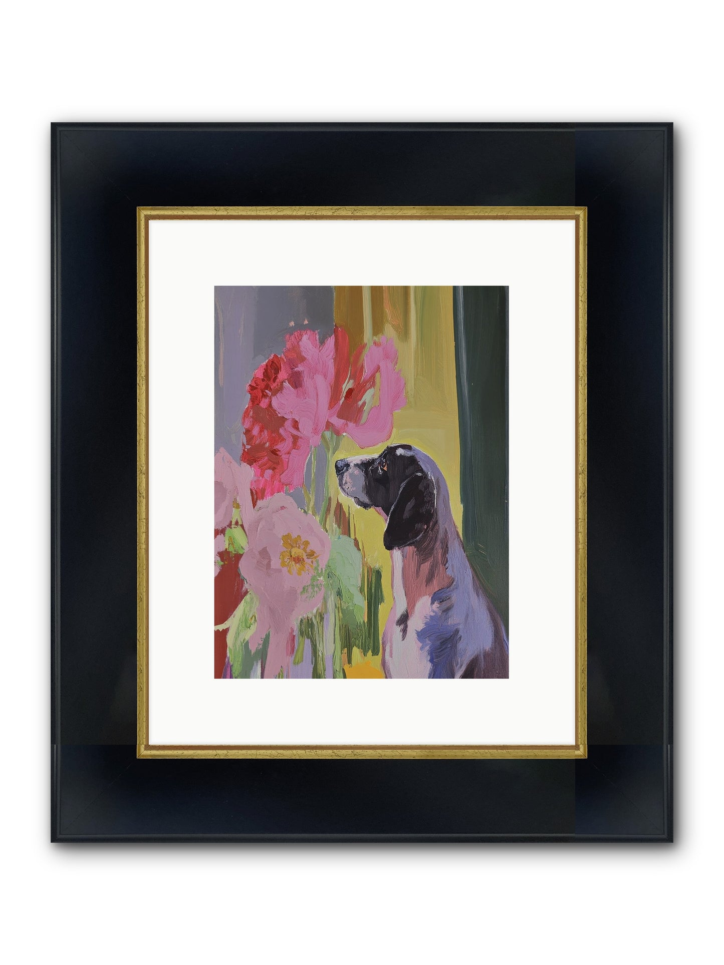 In The Moonflower Garden Framed Print - Wide Black w/Gold 9x12