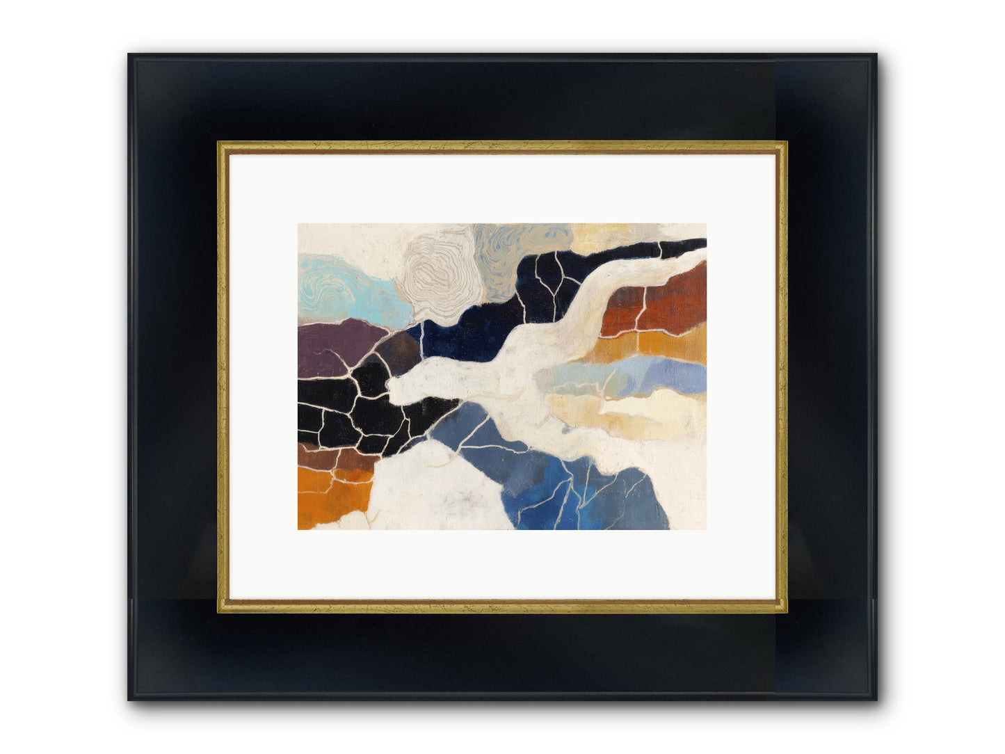 Incise Framed Print - Wide Black w/Gold 12x9