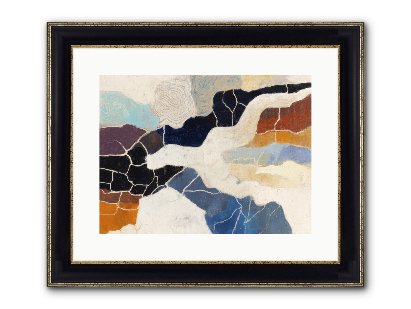 Incise Framed Print - Black & Gold 16x12