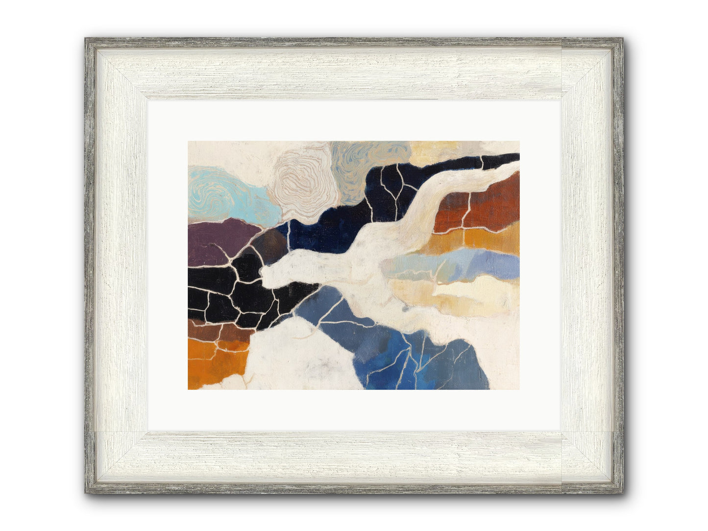 Incise Framed Print - Driftwood White 16x12