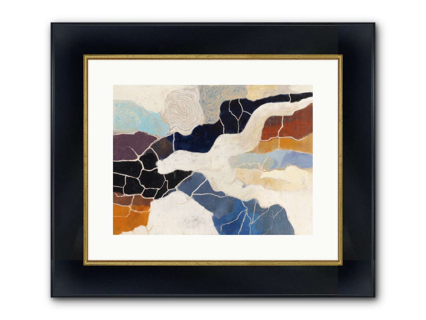 Incise Framed Print - Wide Black w/Gold 16x12