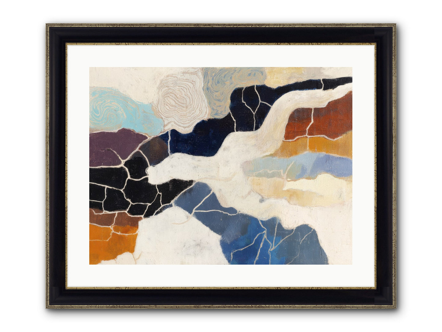 Incise Framed Print - Black & Gold 24x18
