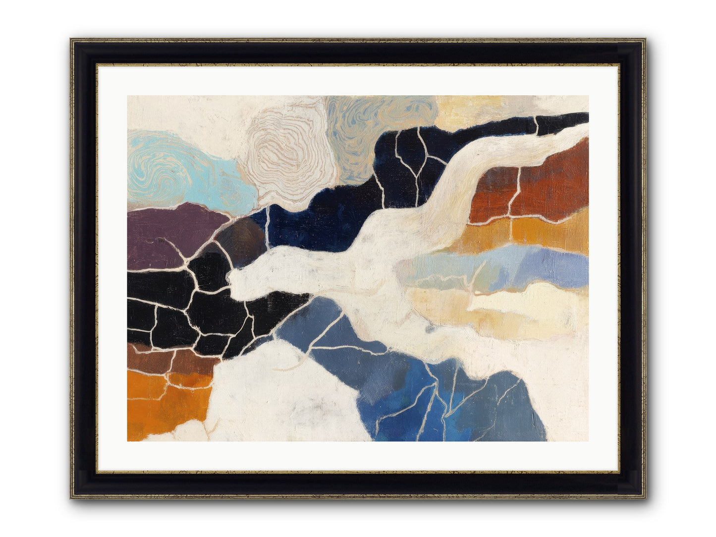 Incise Framed Print - Black & Gold 32x24