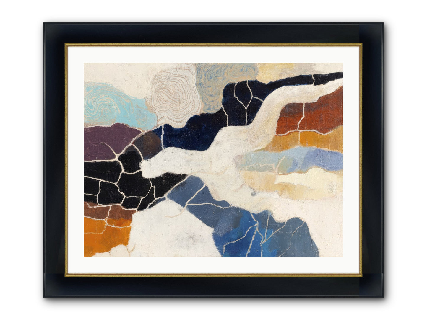 Incise Framed Print - Wide Black w/Gold 32x24